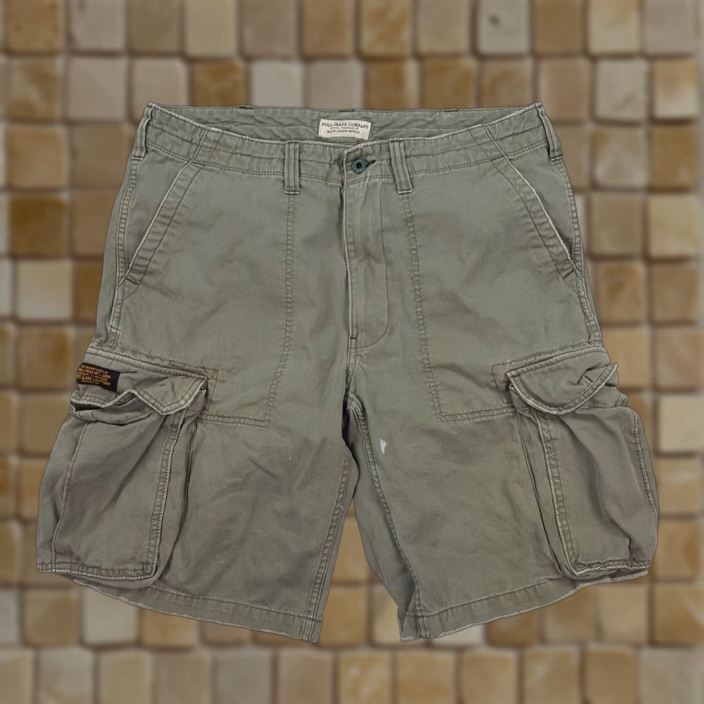 VINTAGE Ralph Lauren Cargo Shorts Men 38 Army 90s Green Militaria Casual Cotton