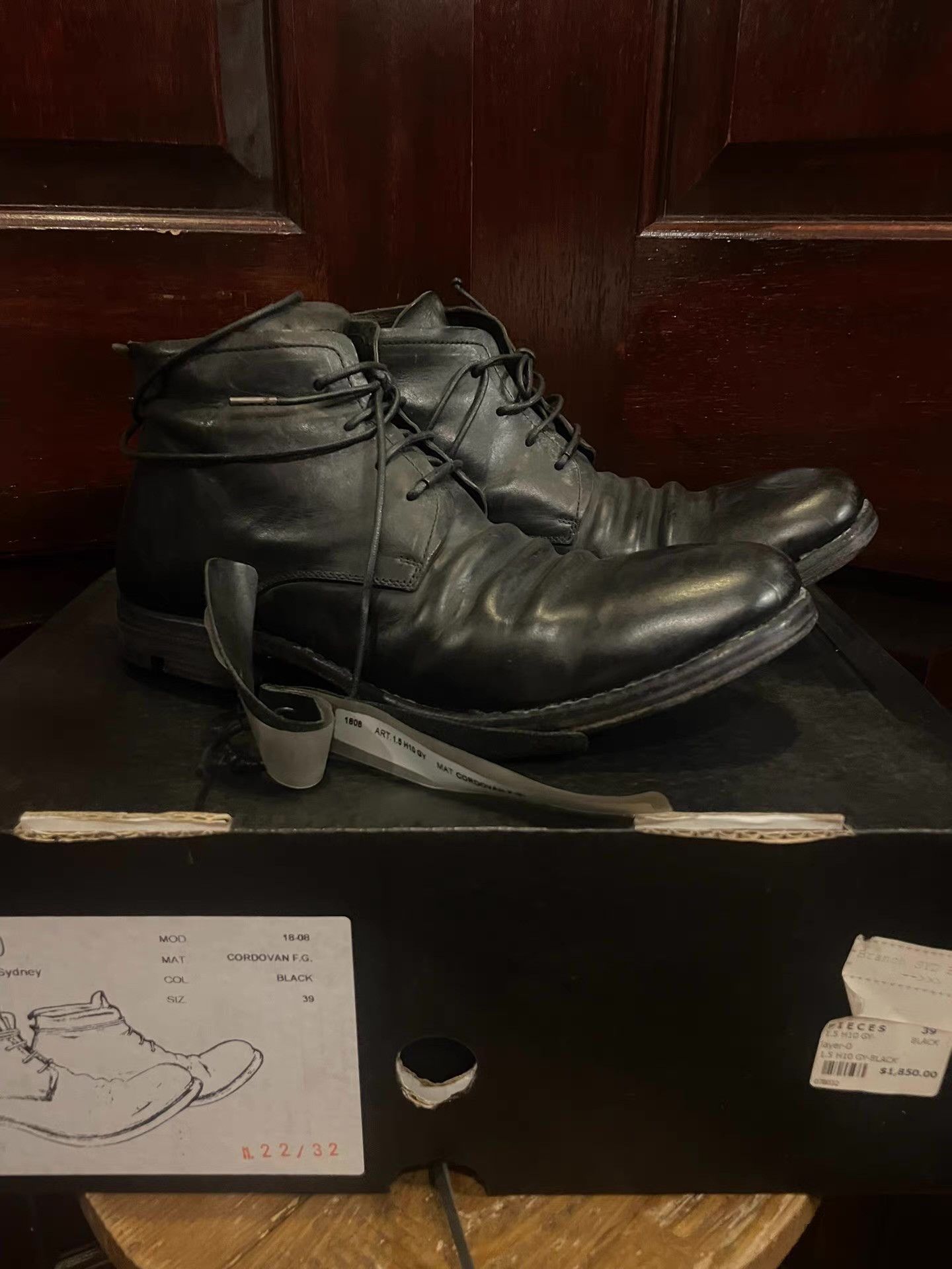 Layer-0 Layer‑0 17SS 1.5 H7 GY Black Cordovan Ankle Boots Ｑ25 Size US 6.5 / EU 39-40 - 2 Thumbnail
