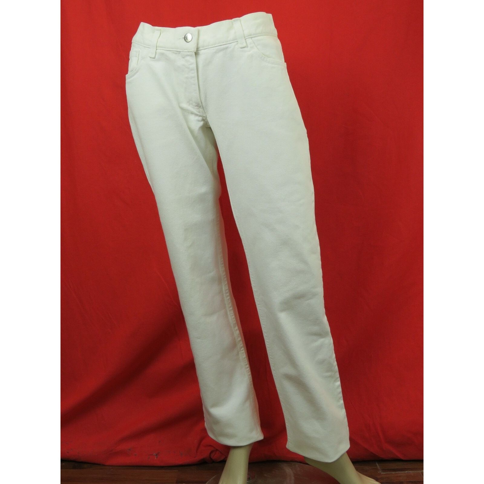 Dolce & Gabbana DOLCE GABBANA STRAIGHT LEG WHITE COTTON PANTS JEANS 42 ITALY Size 31" - 1 Thumbnail