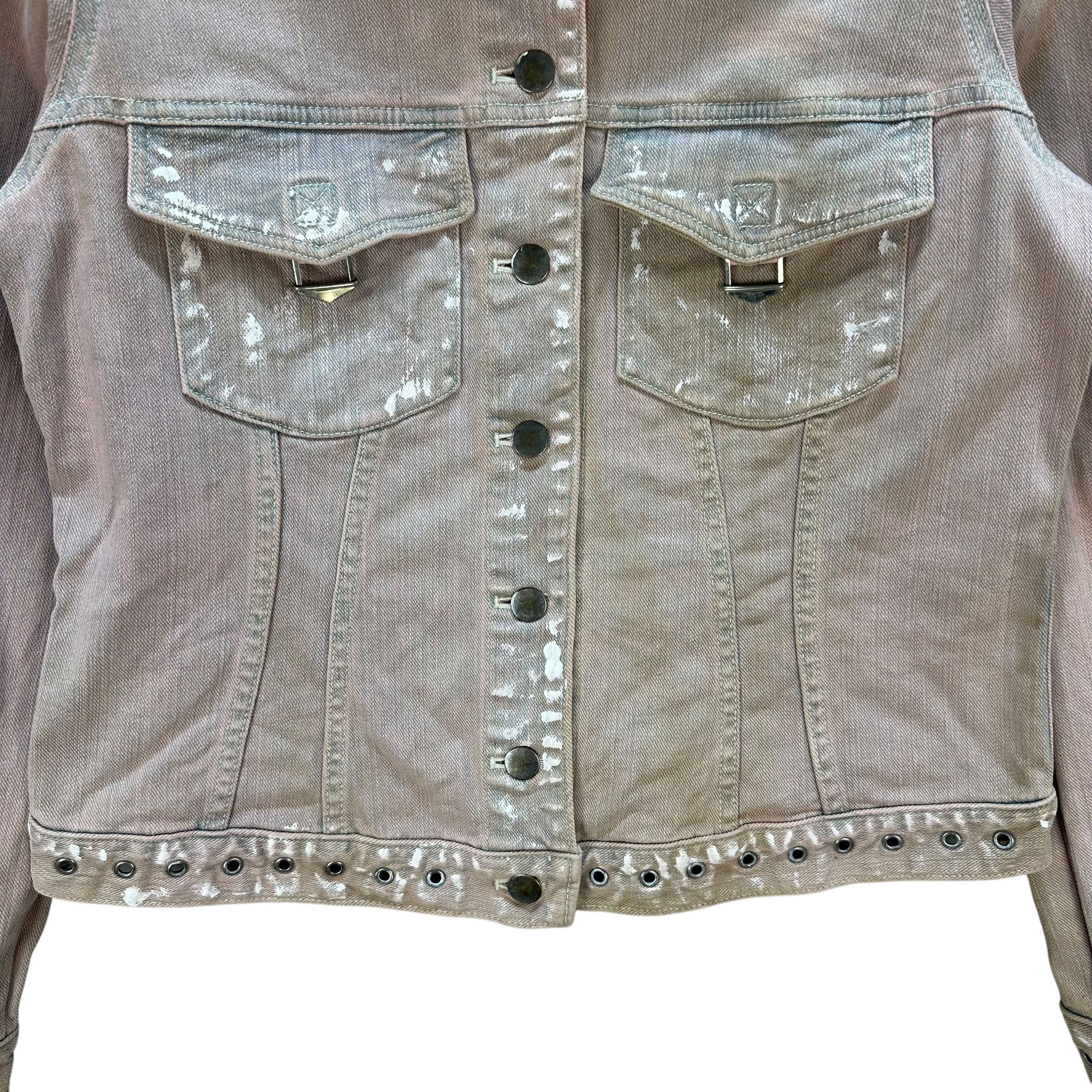 Japanese Brand PLANET REMIX Faded Pink Cropped Jean Jacket #A71-1740 Size M / US 6-8 / IT 42-44 - 3 Thumbnail