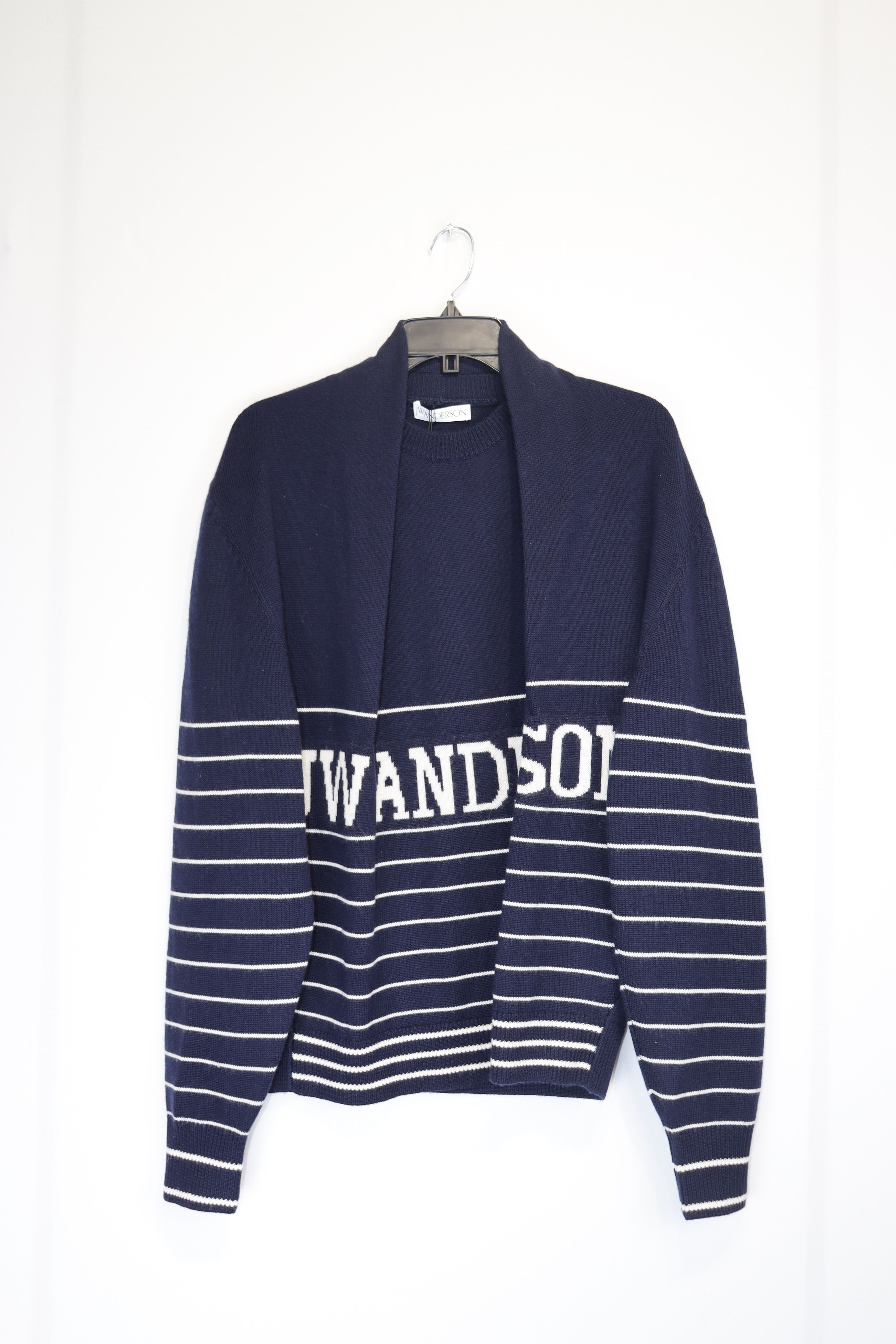JW Anderson o1rshd1 Logo Knitwear in Navy/Ice Blue Size US M / EU 48-50 / 2 - 3 Thumbnail
