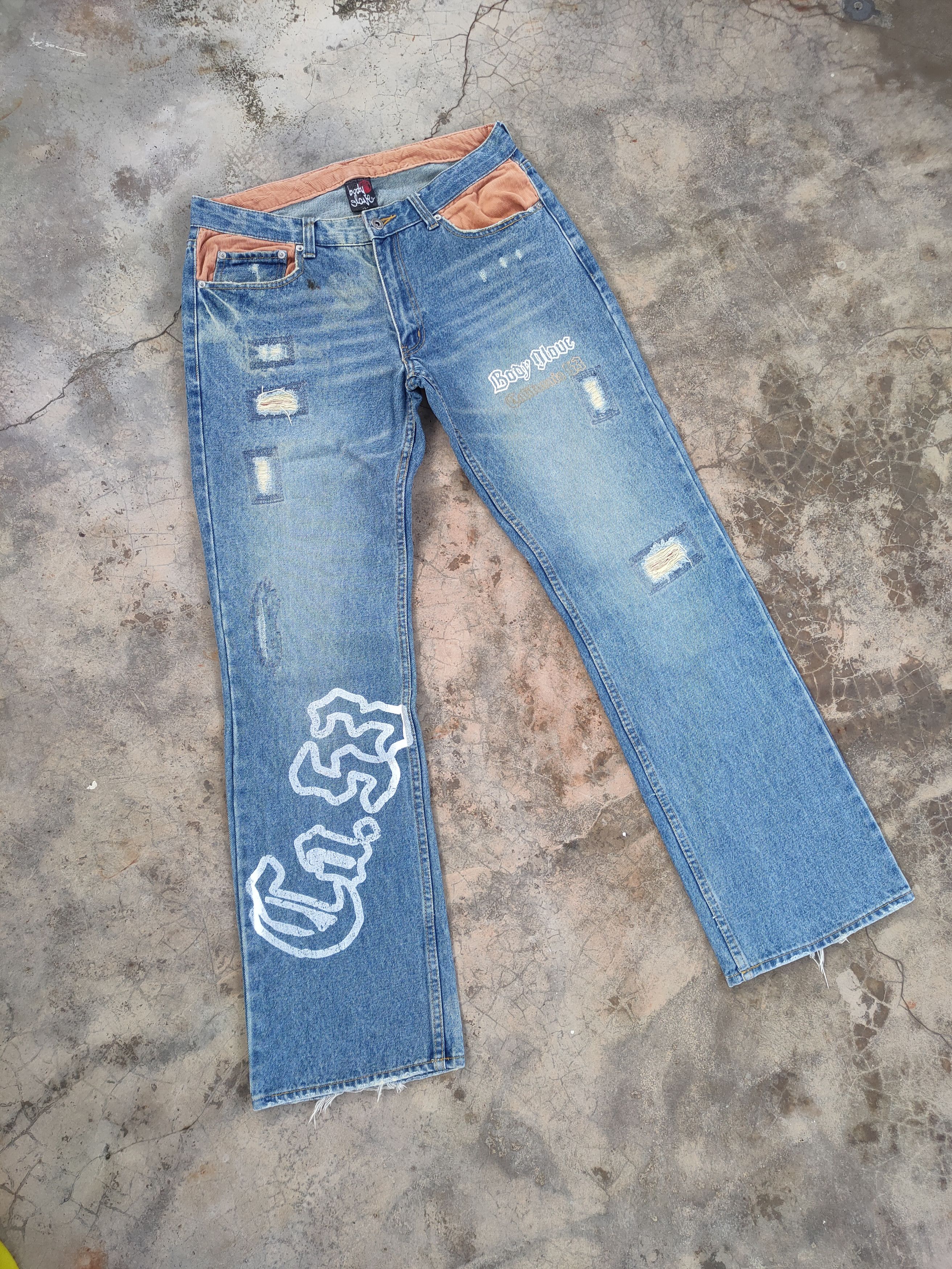 Body Glove W33 VINTAGE BODY GLOVE RIPPEP DENIM JEAN PANTS Size US 33 - 1 Thumbnail