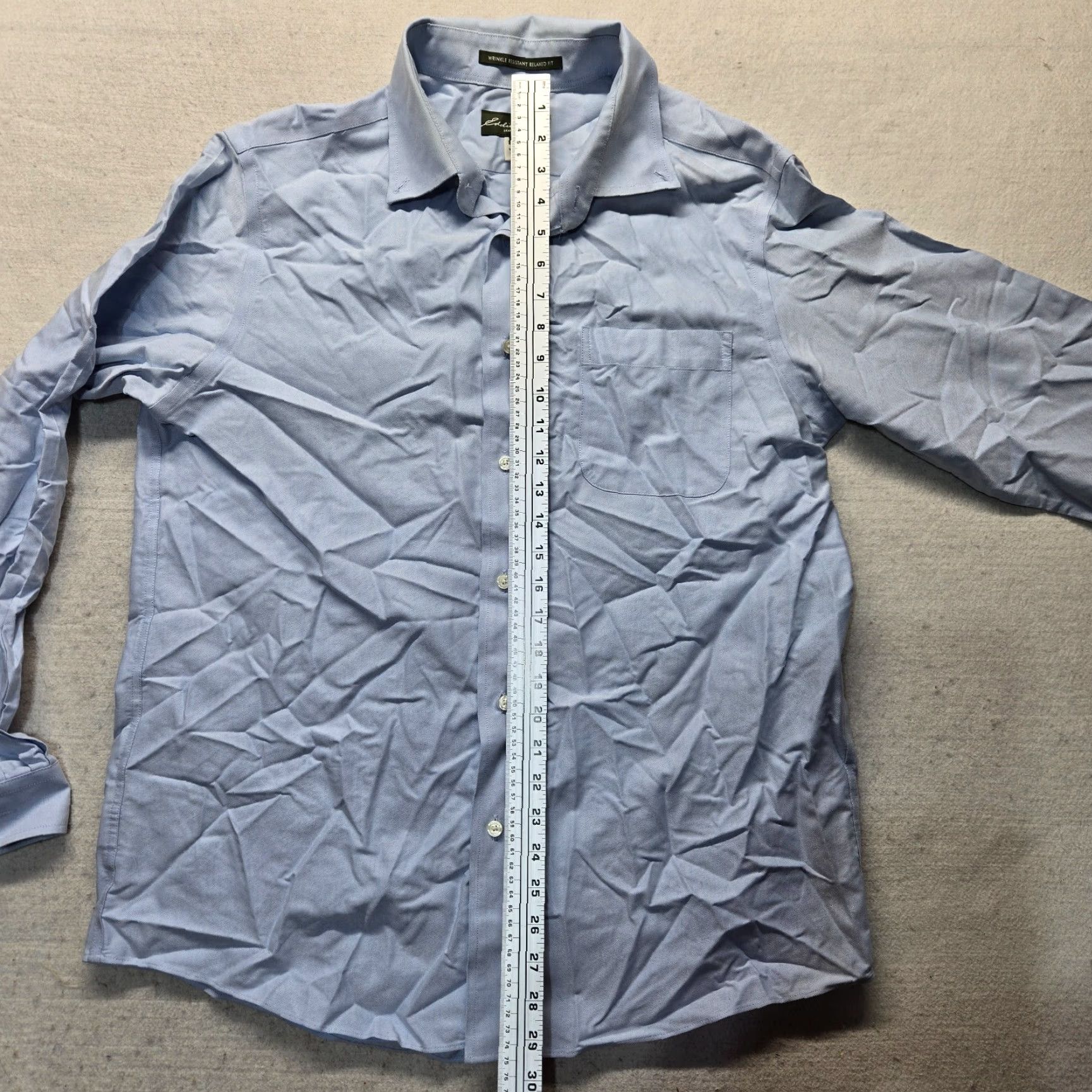 Eddie Bauer Eddie Bauer Dress Shirt Mens Large Blue Wrinkle Free Button Up Regular fit Solid Size 42R - 6 Thumbnail