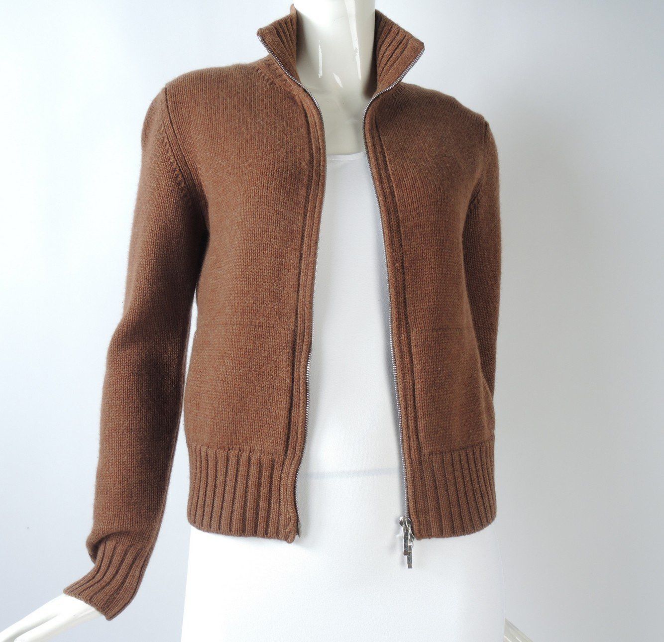 Loro Piana o1smst1ft0424 Cashmere Zip Cardigan in Brown Size S / US 4 / IT 40 - 5 Thumbnail