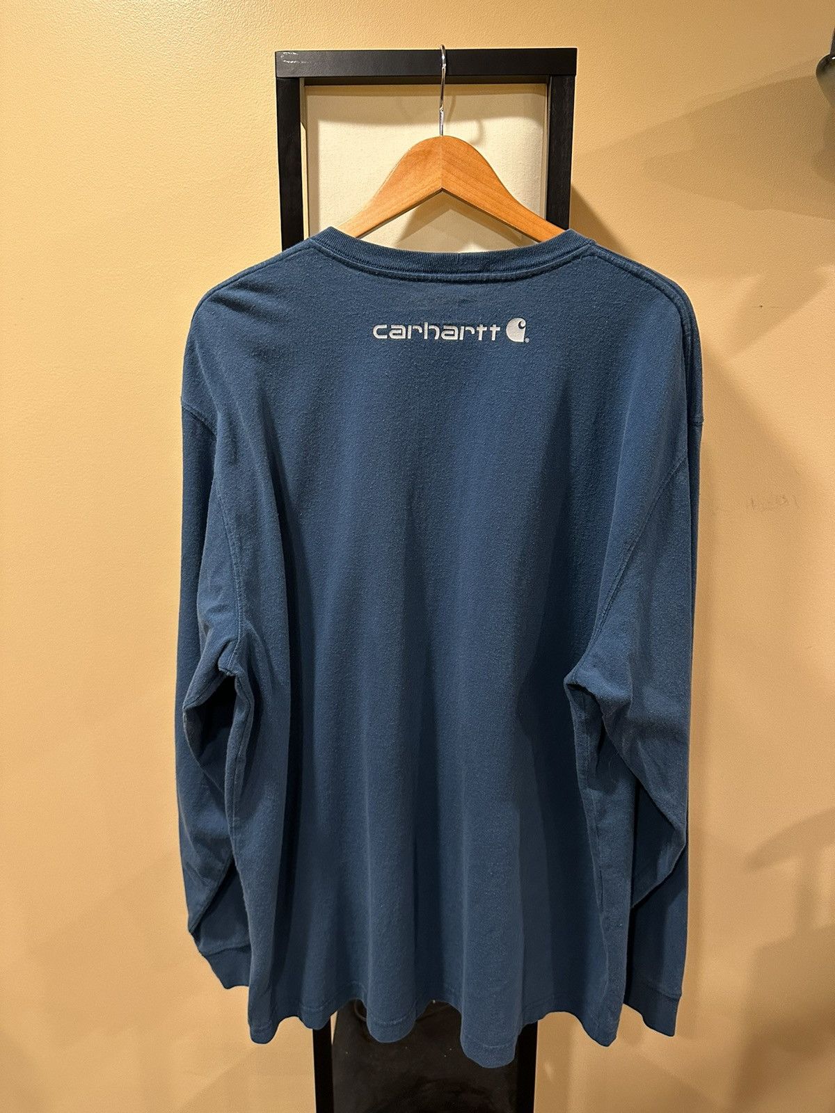 Carhartt × Vintage Vintage Carhartt Blue Long Sleeve Spell Out Logo T-Shirt Size US XL / EU 56 / 4 - 2 Thumbnail