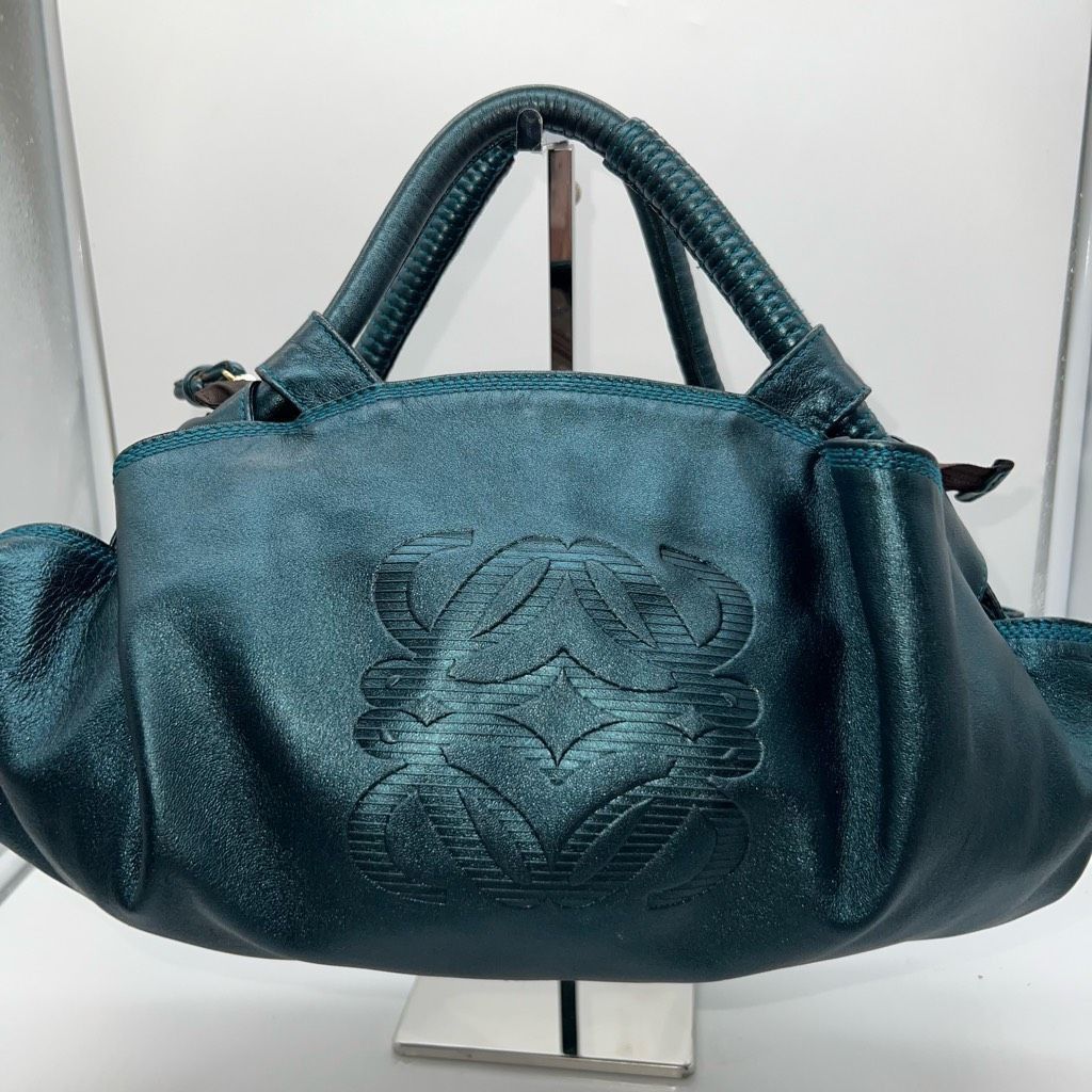 image of Loewe Metallic Nappa Aire Shoulder Bag Blue, Women's