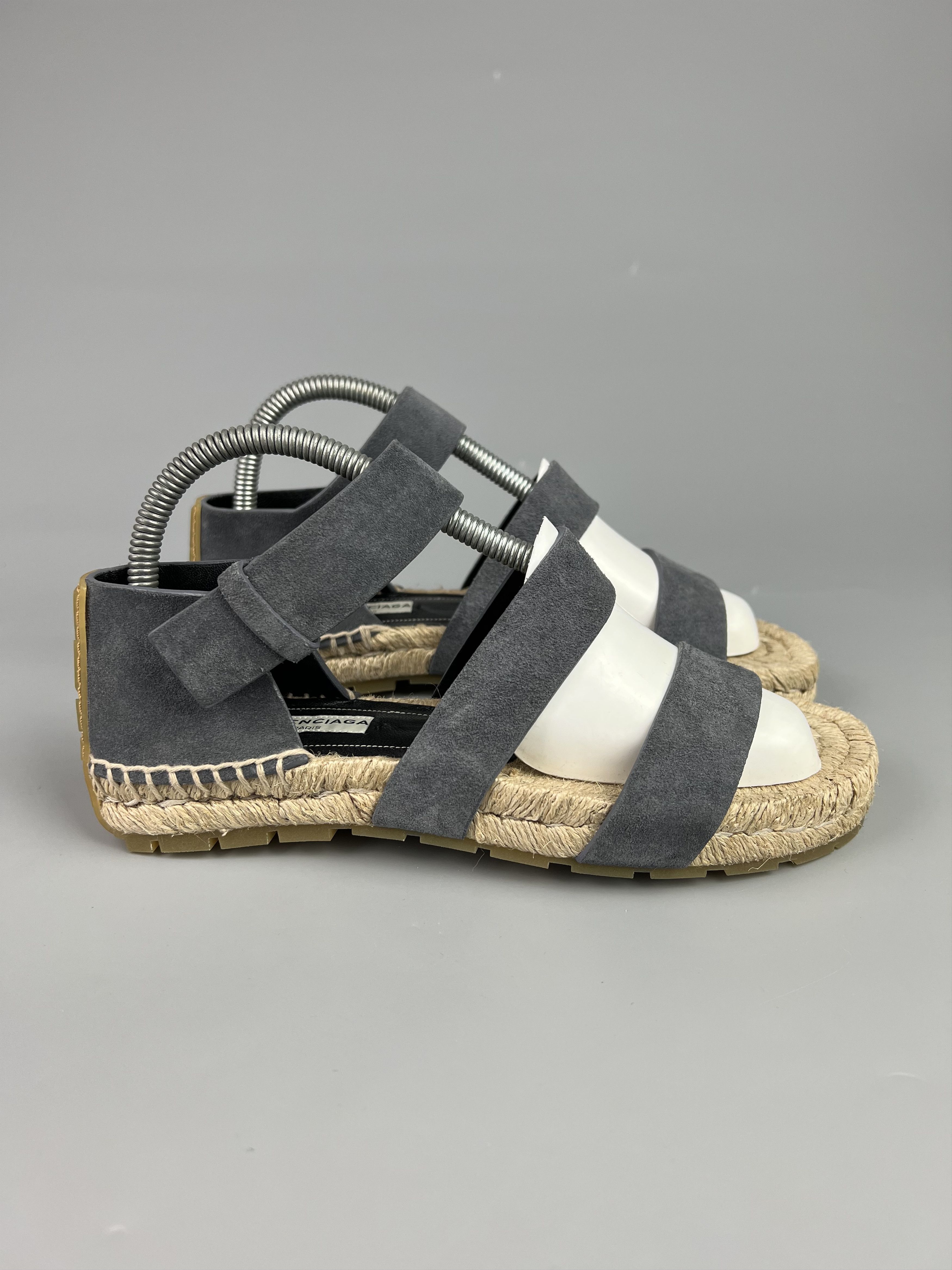 Balenciaga Gray Suede Leather Sandals Size 37