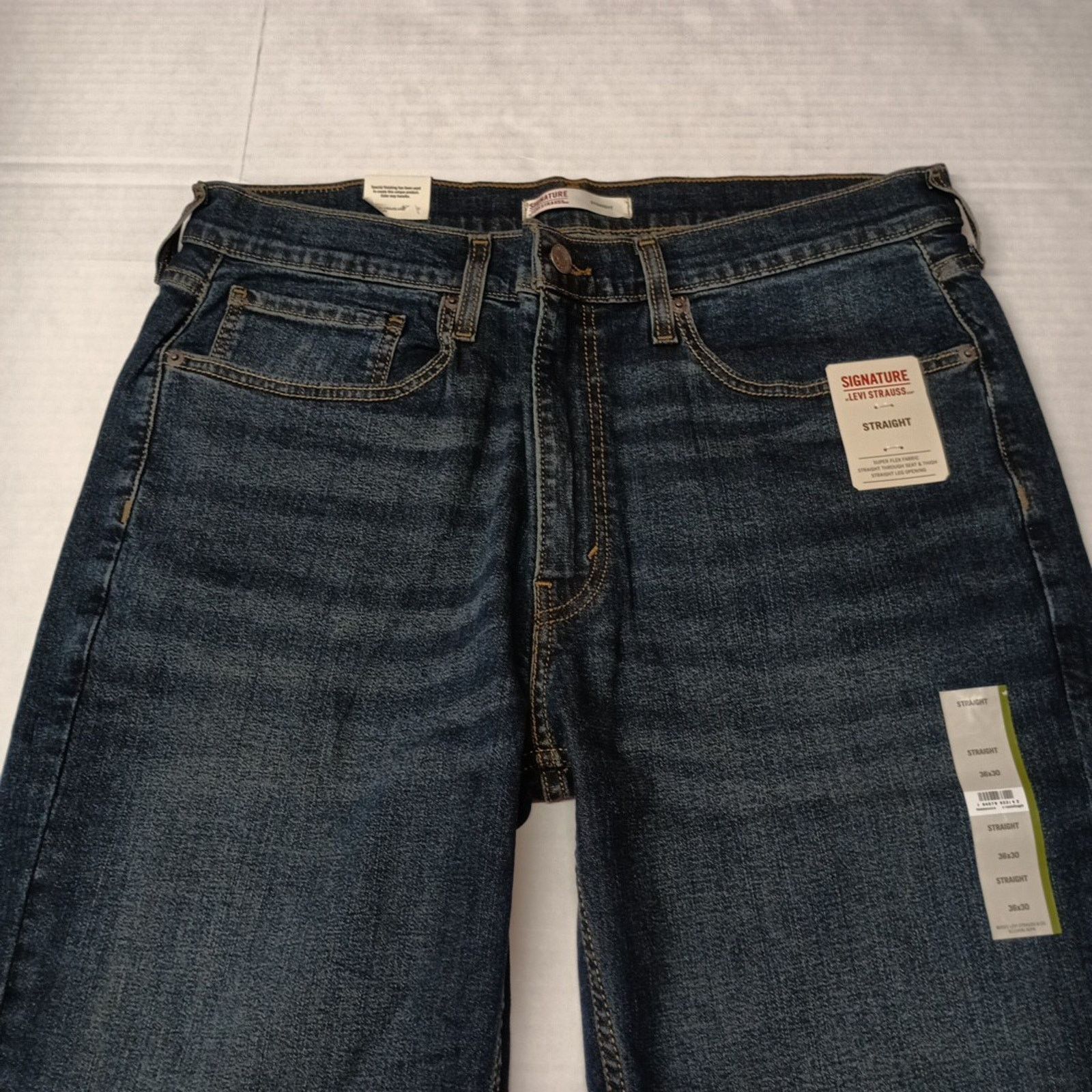 Levi's Signature By Levi Straight Jeans Mens 36x30 Blue Cotton Flex Size US 36 / EU 52 - 4 Thumbnail