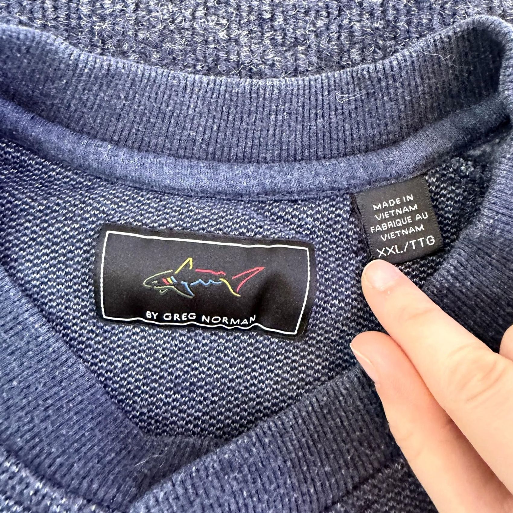Vintage Greg Norman Sweatshirt Mens 2XL Blue Fleece Crewneck Pullover Golf Shark Logo Size US XXL / EU 58 / 5 - 3 Thumbnail
