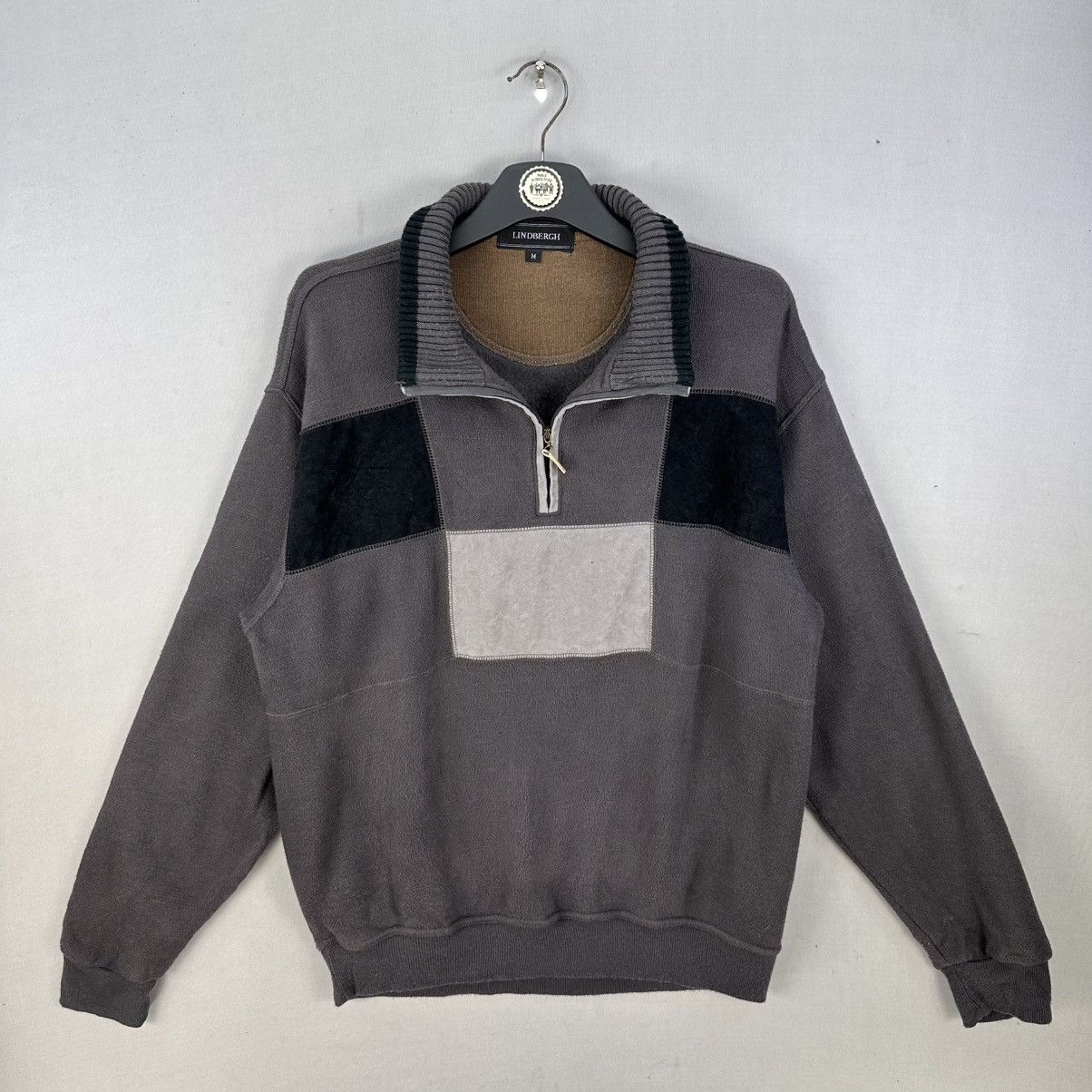 Lindbergh Vintage 80's LINDBERGH Knit Patchwork Sweater Size US M / EU 48-50 / 2 - 1 Thumbnail