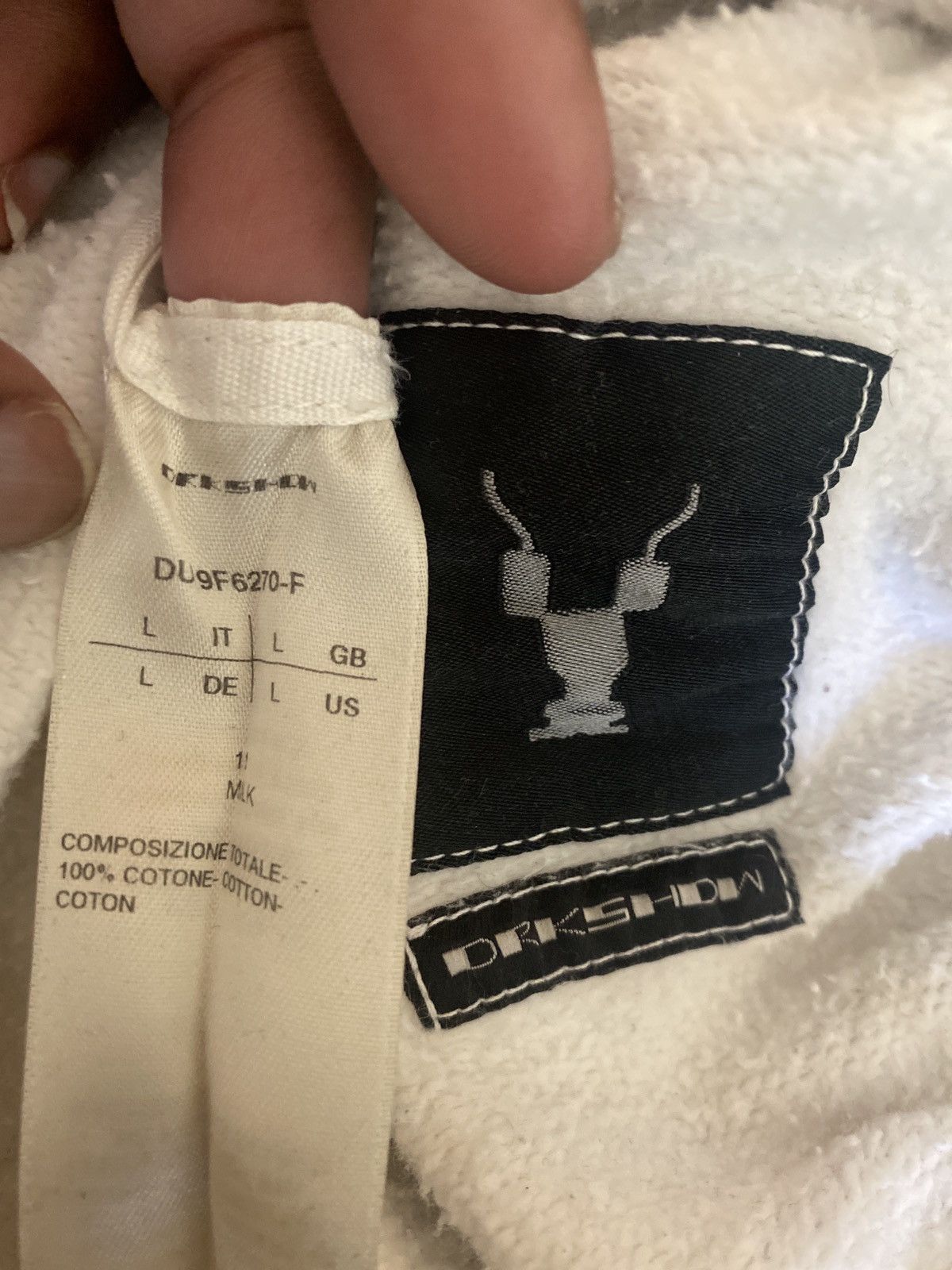 Rick Owens Rick Owens DRKSHDW White Crewneck Sweatshirt Size US L / EU 52-54 / 3 - 4 Thumbnail