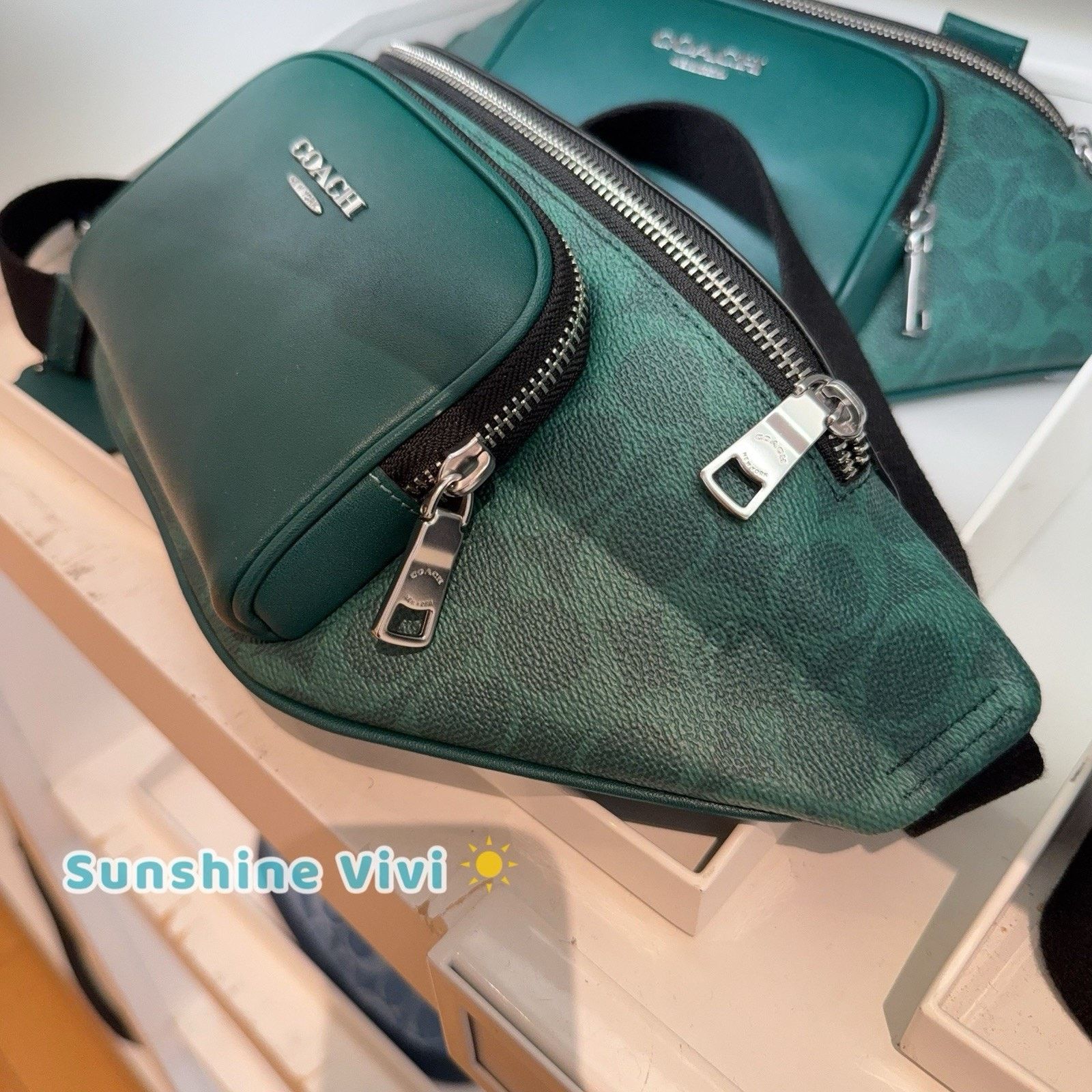 Coach NWT COACH Racer Small Belt Bag Silver/Sea Green CEB24 Size ONE SIZE - 3 Thumbnail