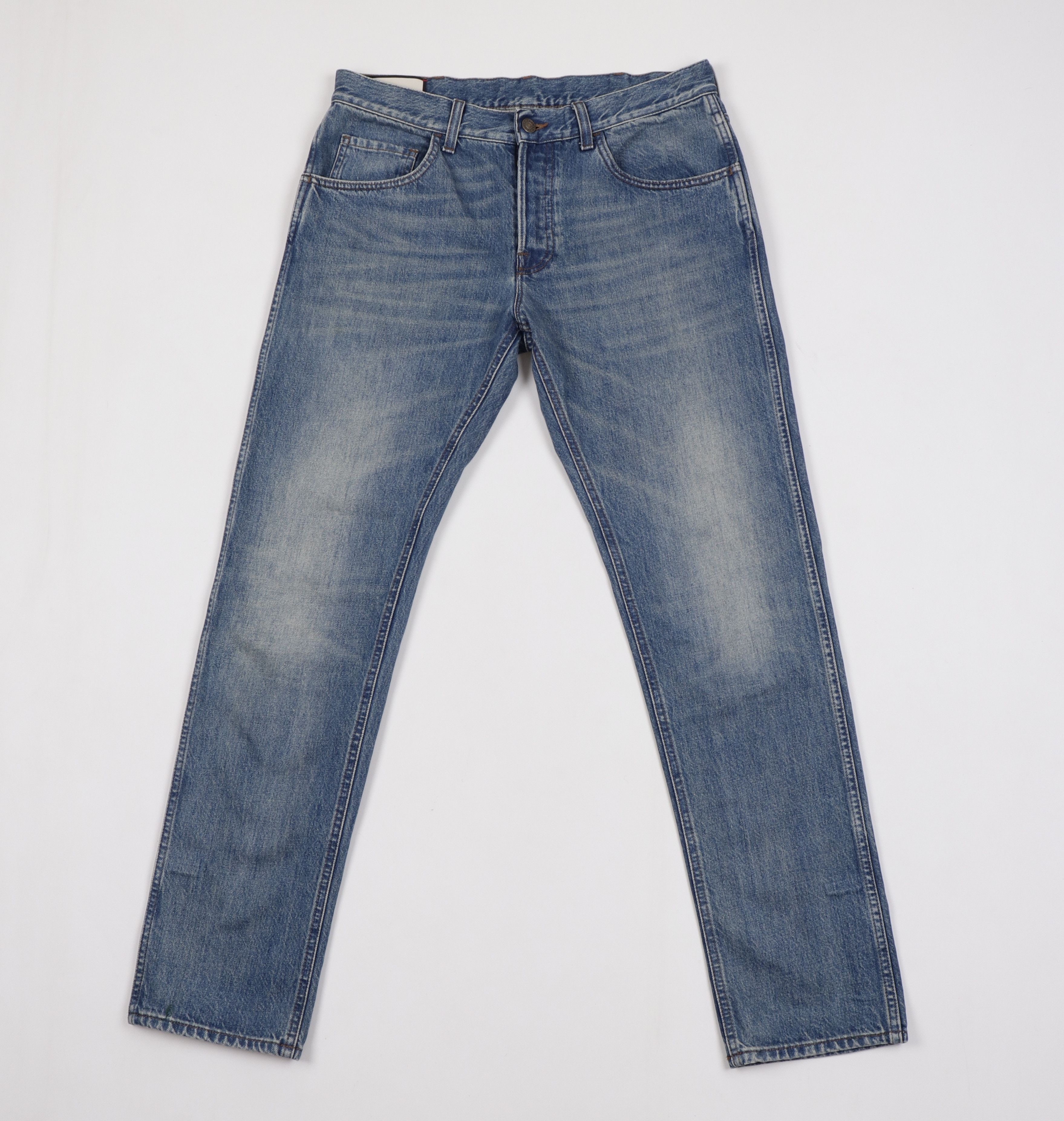 Men's Gucci Cotton Blue Jeans Web Strap W32