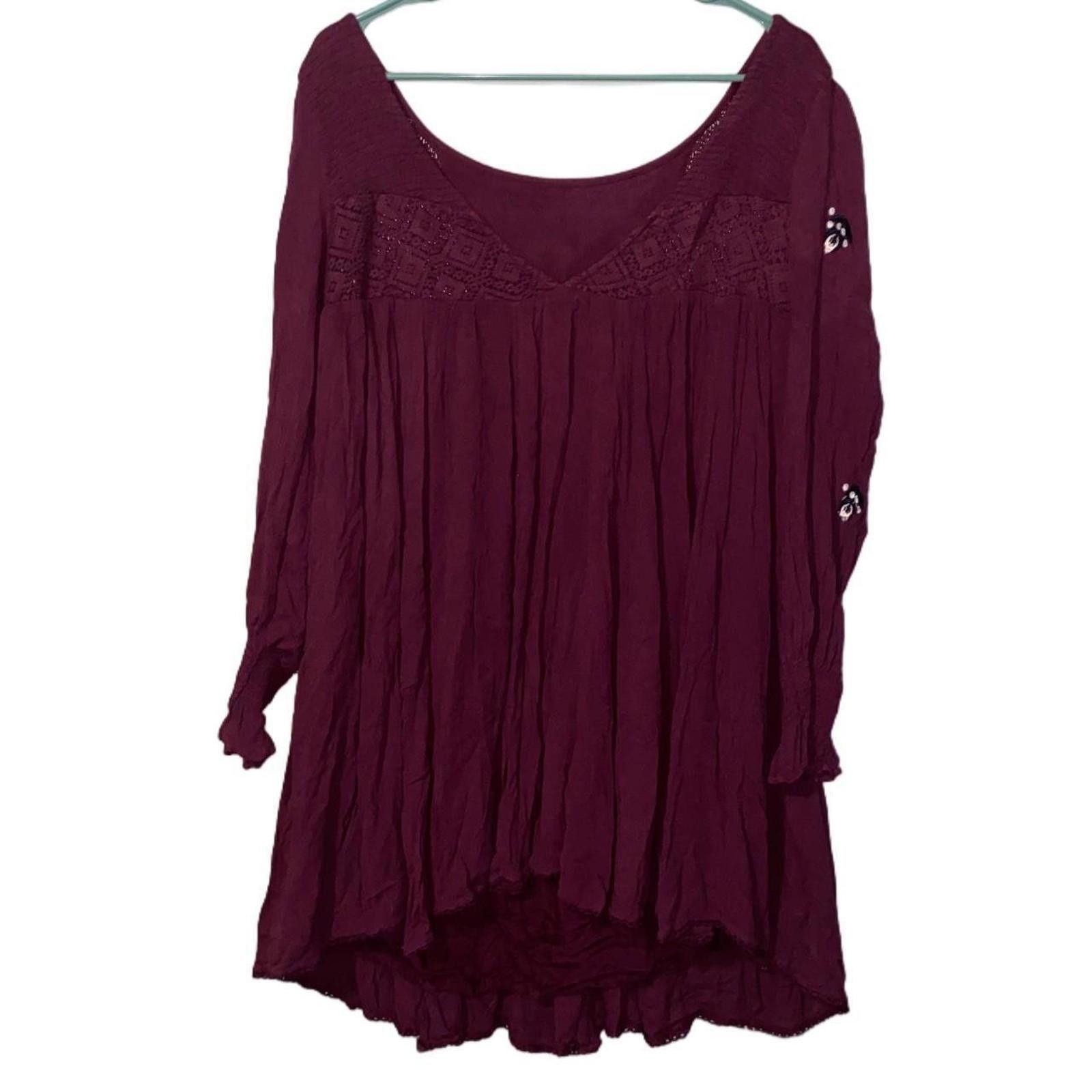 Free People Free People Women's Burgundy Dress Size S / US 4 / IT 40 - 2 Thumbnail