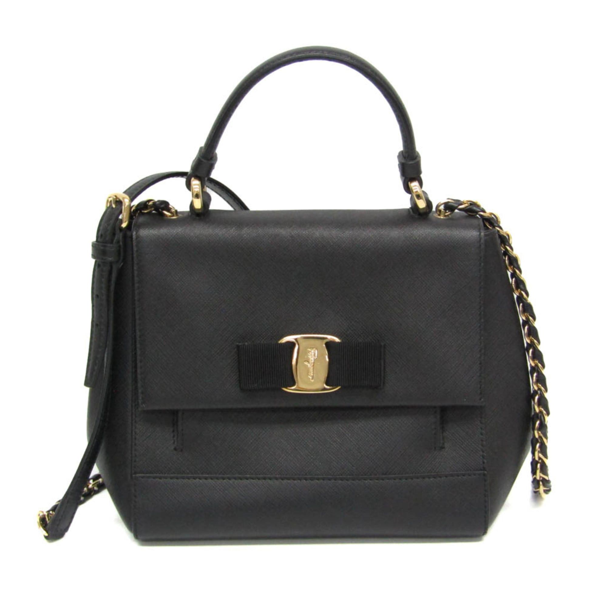 Salvatore Ferragamo Salvatore Ferragamo Vara EZ-21 F570 Women's Leather Handbag,Shoulder Bag Black Size ONE SIZE - 1 Thumbnail