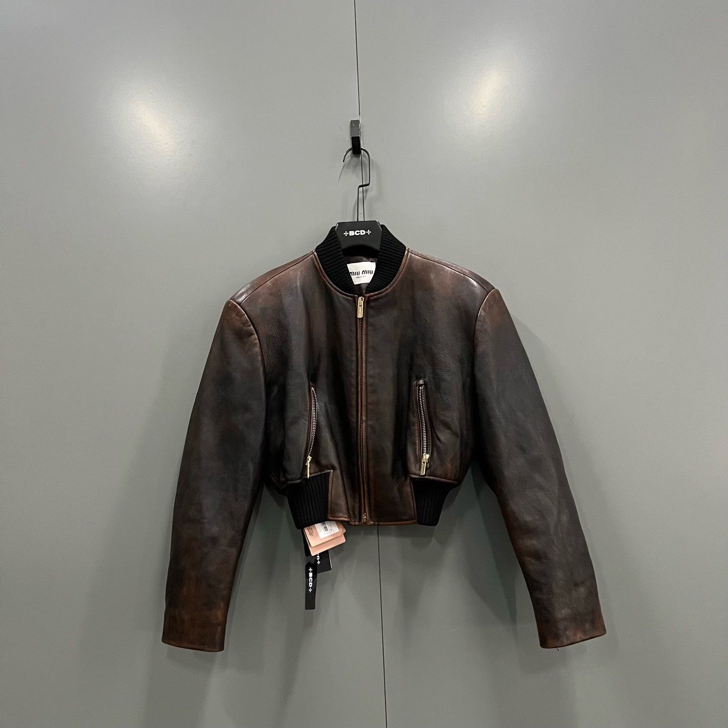 Miu Miu Miu Miu Distressed Brown Leather Jacket it_38 Women Size XS / US 0-2 / IT 36-38 - 1 Thumbnail