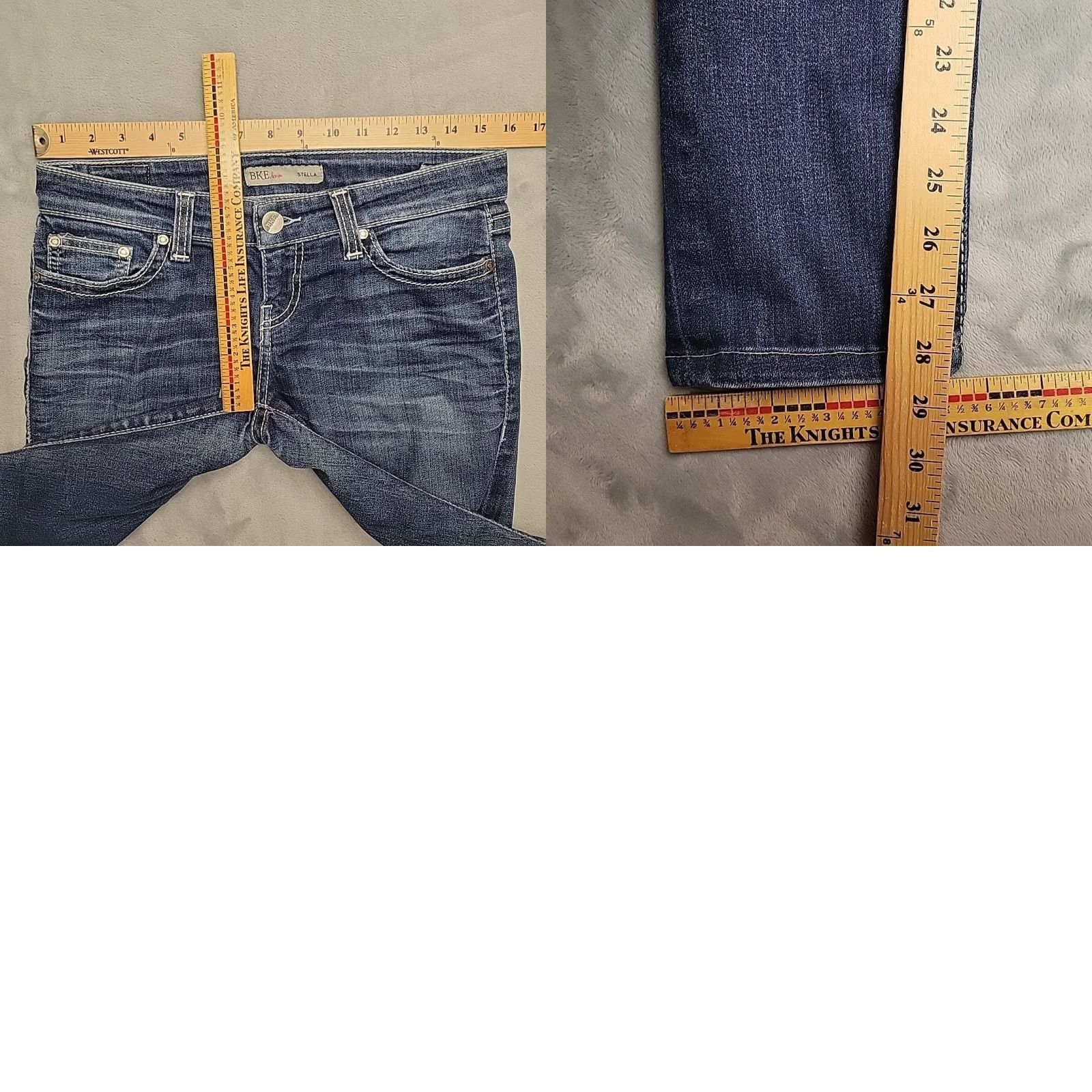BKE VINTAGE Bke Jeans Womens 27x31.5 Blue Denim Stella Thick Whipstitch Western Cowboy Pants Size 27" / US 4 / IT 40 - 8 Thumbnail