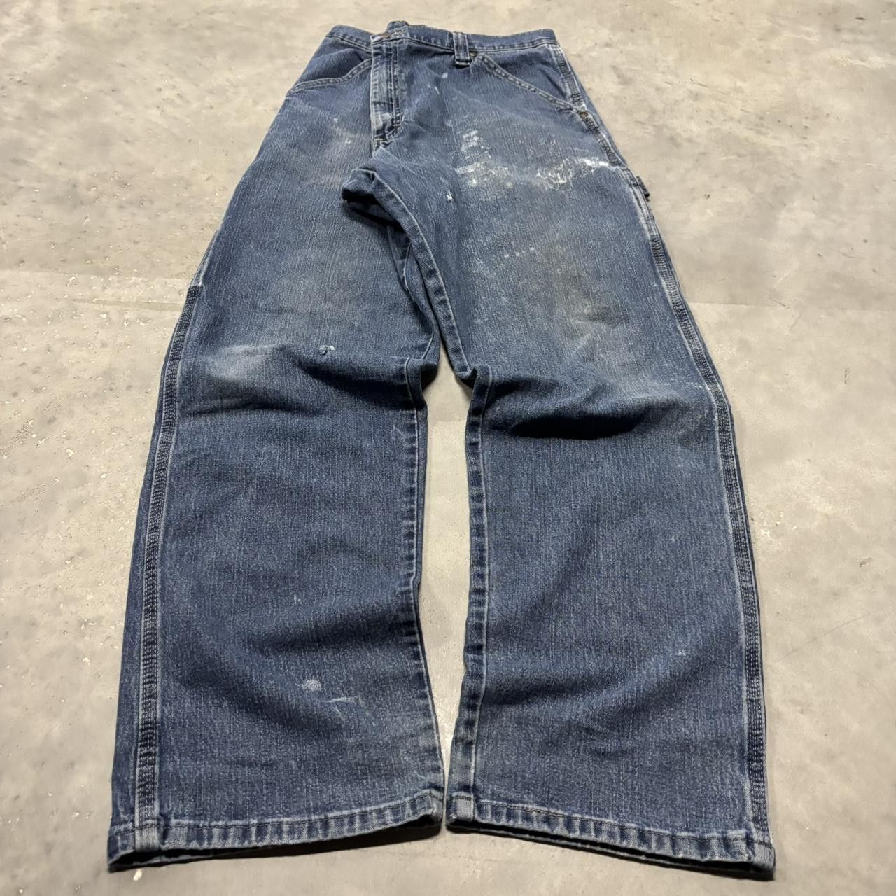 Japanese Brand × Vintage Crazy Vintage Y2K/2000s Dark Wash Workwear Carpenter Denim Jeans! Size US 36 / EU 52 - 3 Thumbnail