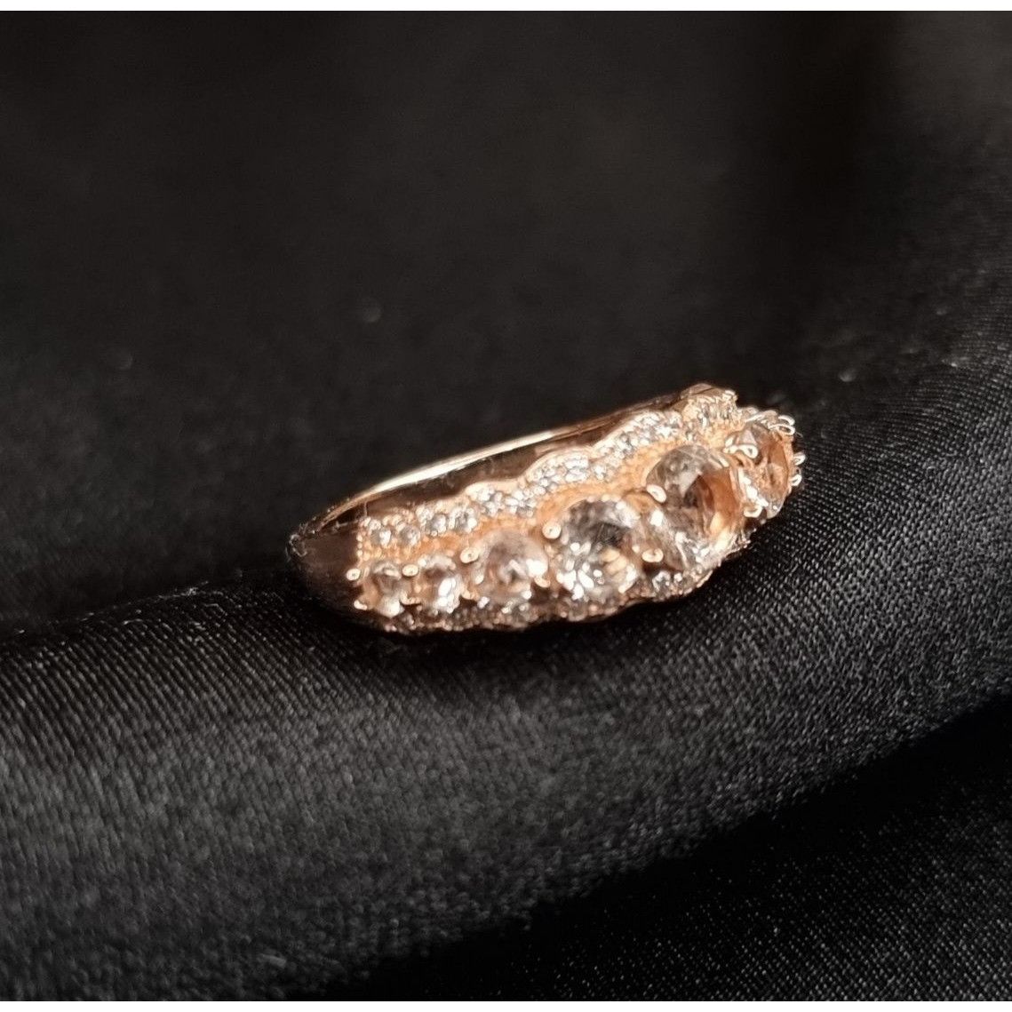 Vintage FZN Signed 925 Sterling Silver Rose Gold Plated Ring Size ONE SIZE - 2 Thumbnail