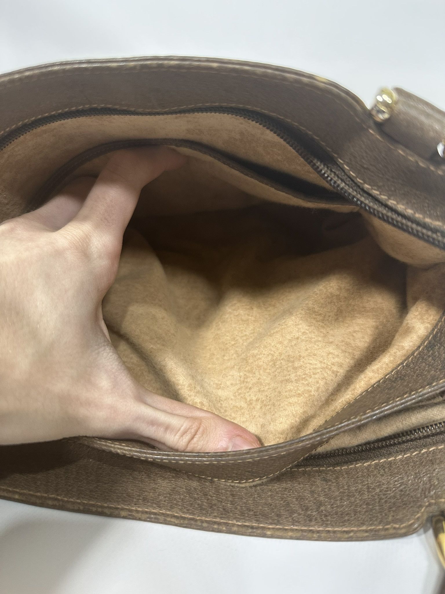 Gucci Gucci Vintage Handbag GG Monogram Beige Brown Leather Size ONE SIZE - 17 Thumbnail