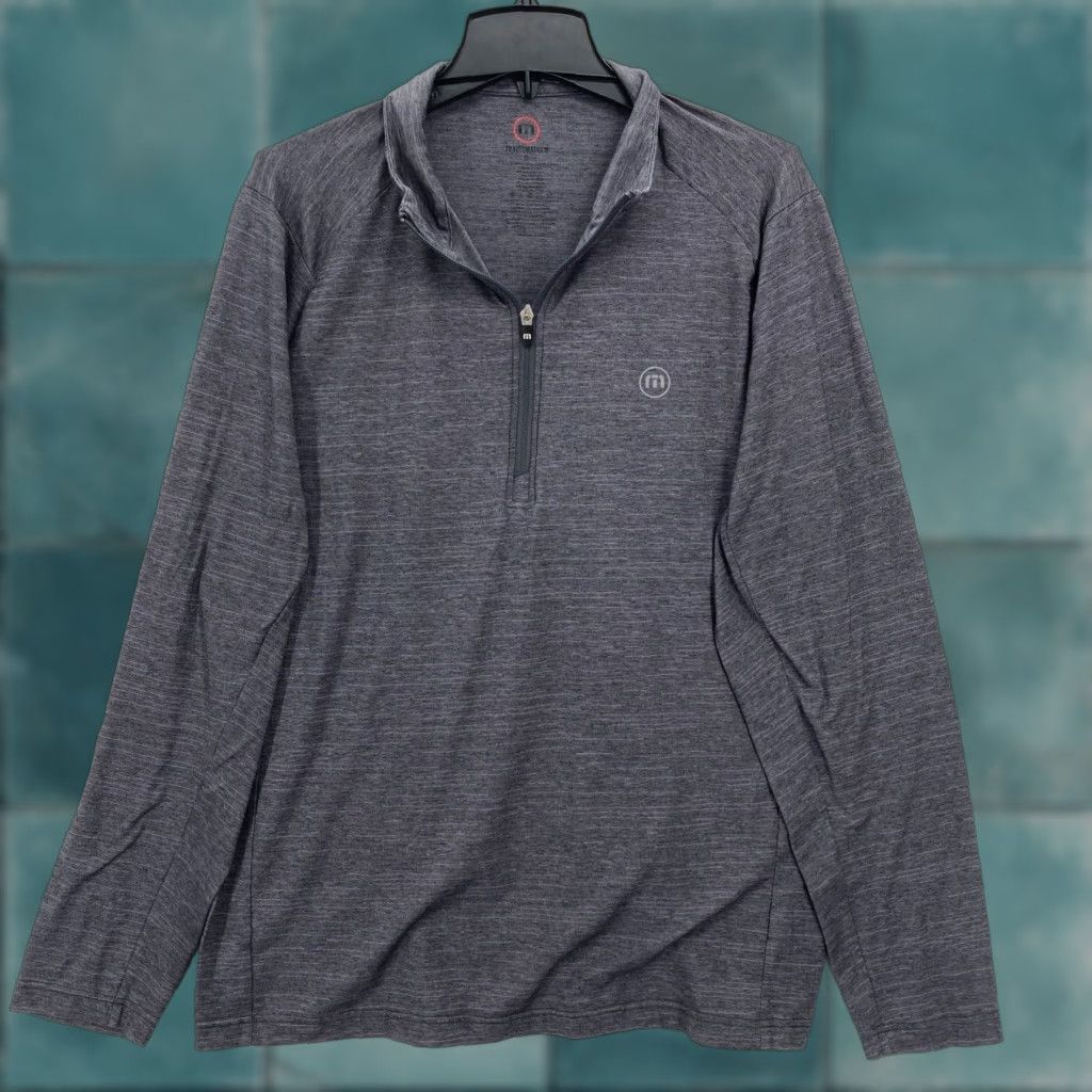 TravisMathew Travis Matthew Quarter Zip Pullover Sweatshirt Mens XL Heather Gray Long Sleeve Size US XL / EU 56 / 4 - 1 Thumbnail
