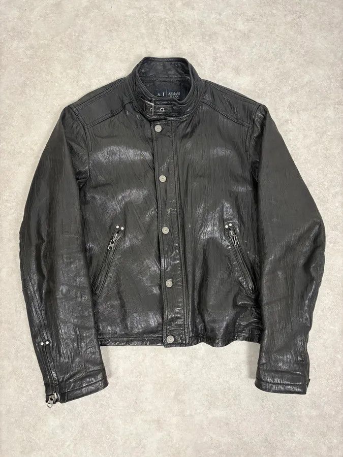 Armani 2000s Armani Prenium Black Leather Jacket Size US L / EU 52-54 / 3 - 2 Thumbnail