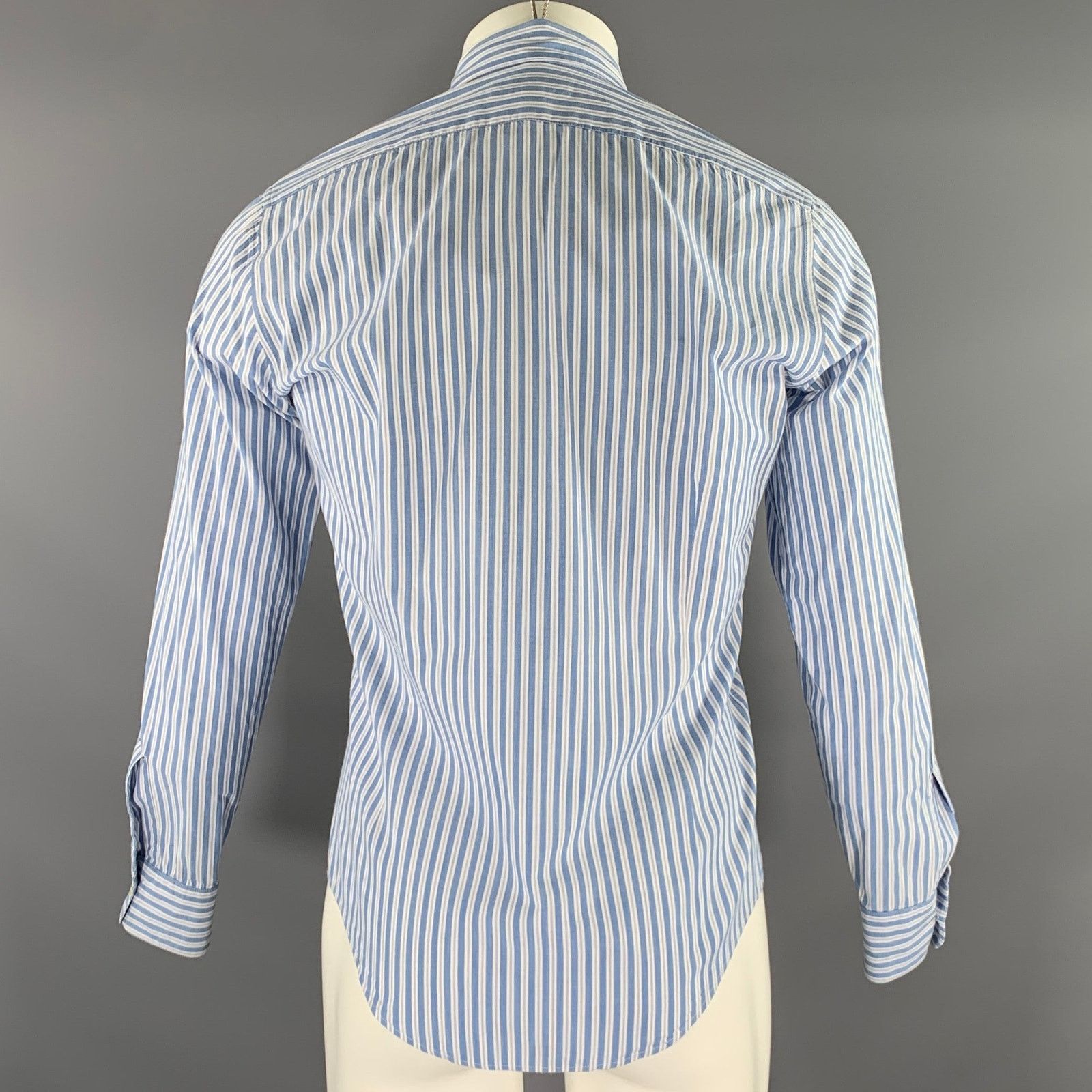 Other LODEN DAGER S Blue White Stripe Cotton Pointed Collar LS Size US S / EU 44-46 / 1 - 3 Thumbnail