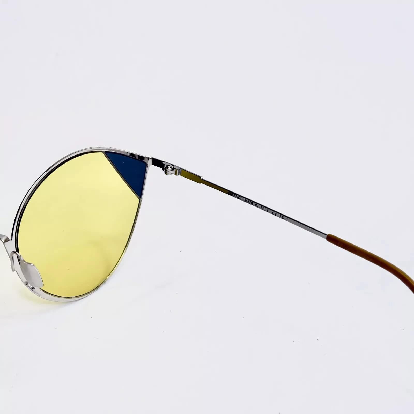 Fendi FENDI 0341 Silver Yellow Geometric Oval Metal Flat FF0341S Size ONE SIZE - 2 Thumbnail
