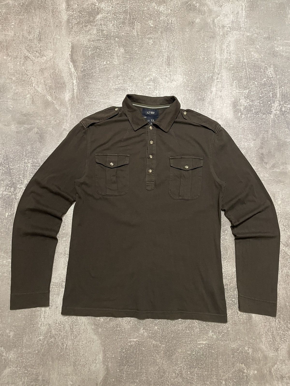 Armani × Vintage Vintage Armani Jeans Long Sleeve Shirt Big Logo Size US L / EU 52-54 / 3 - 2 Thumbnail
