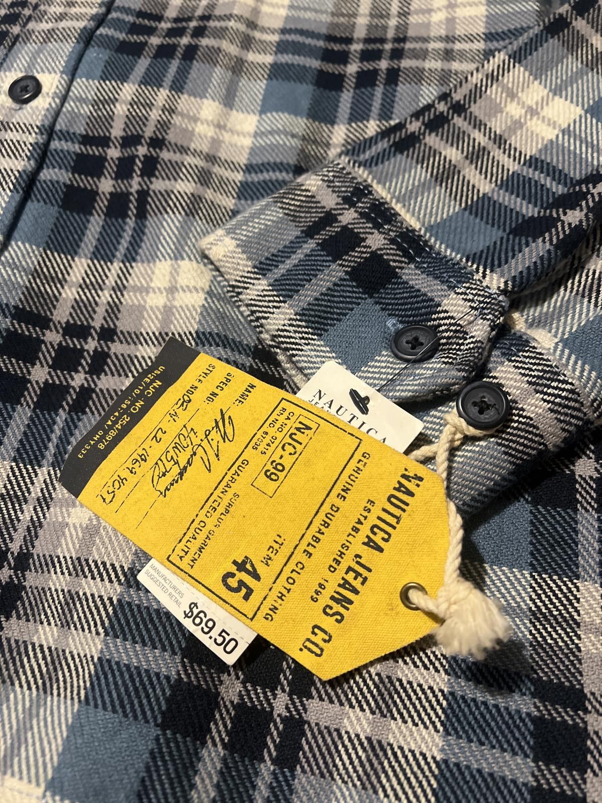 Nautica Nautica Men's Blue Plaid Button-Up Shirt L NWT Size US L / EU 52-54 / 3 - 3 Thumbnail