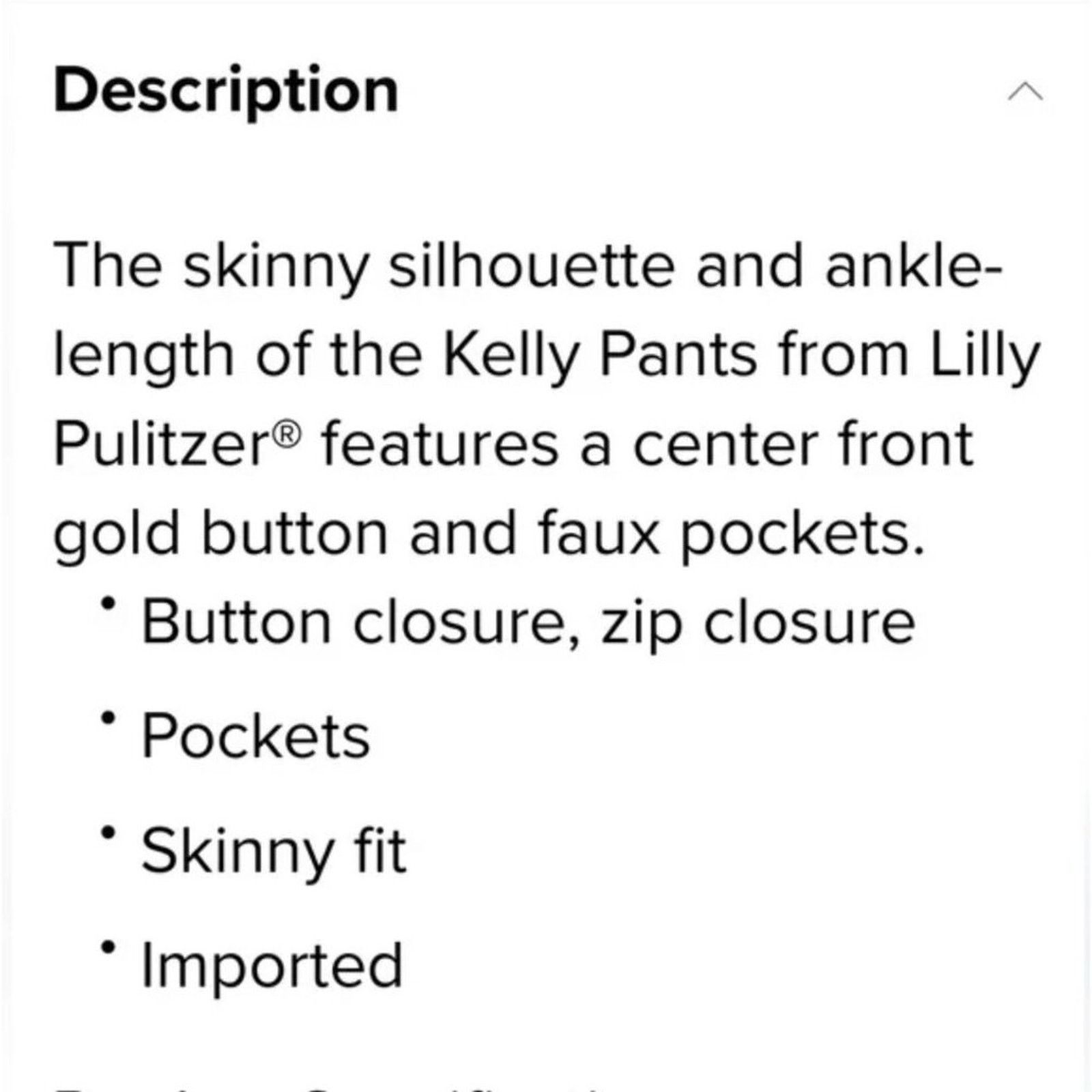 Lilly Pulitzer Lilly Pulitzer Kelly Skinny Ankle Pant 8 Resort White NEW Size 30" / US 8 / IT 44 - 4 Thumbnail