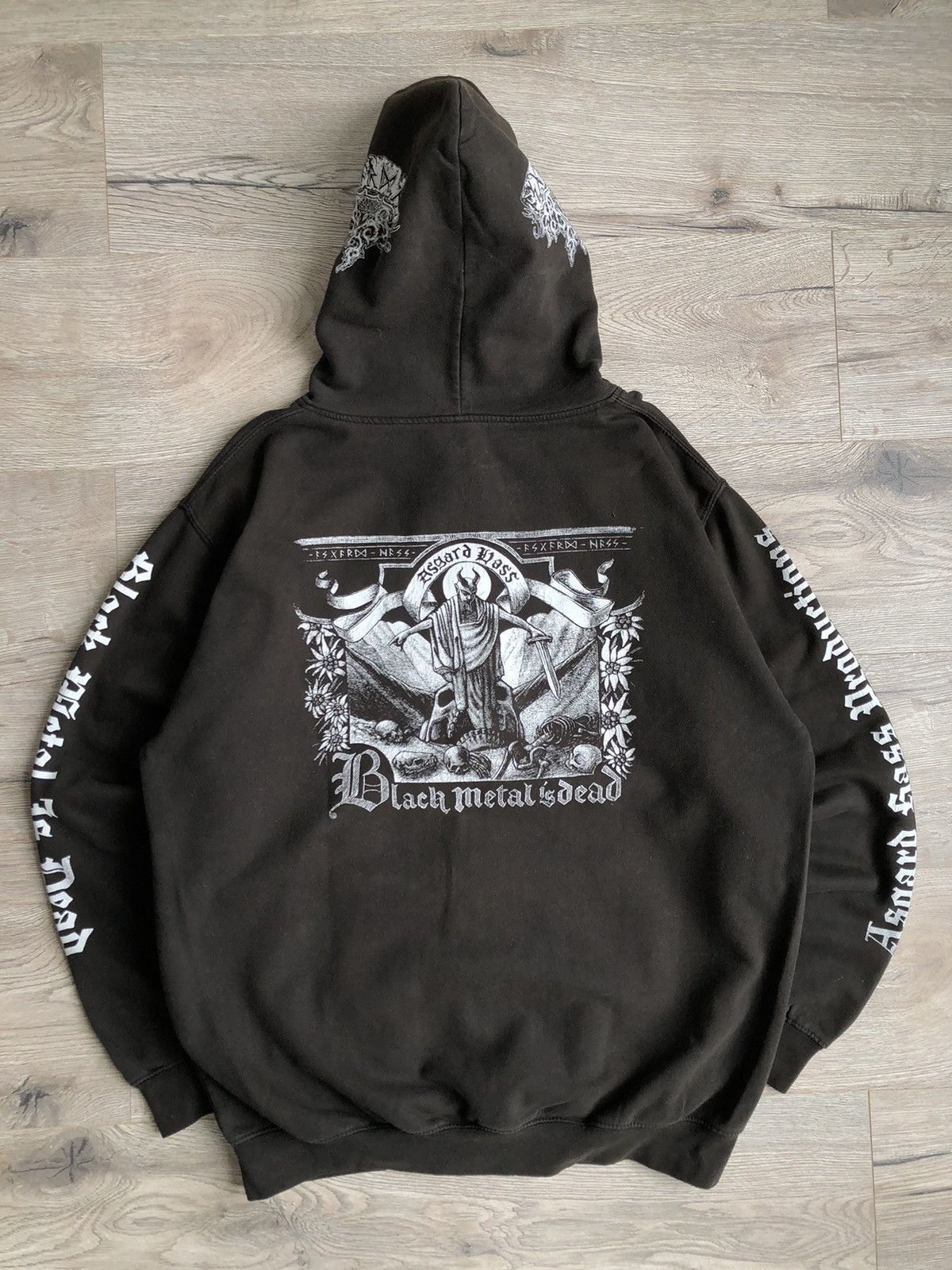 image of By Christian Audigier Style Asgard Bass Zip Hoodie in Brown, Men's (Size Large)