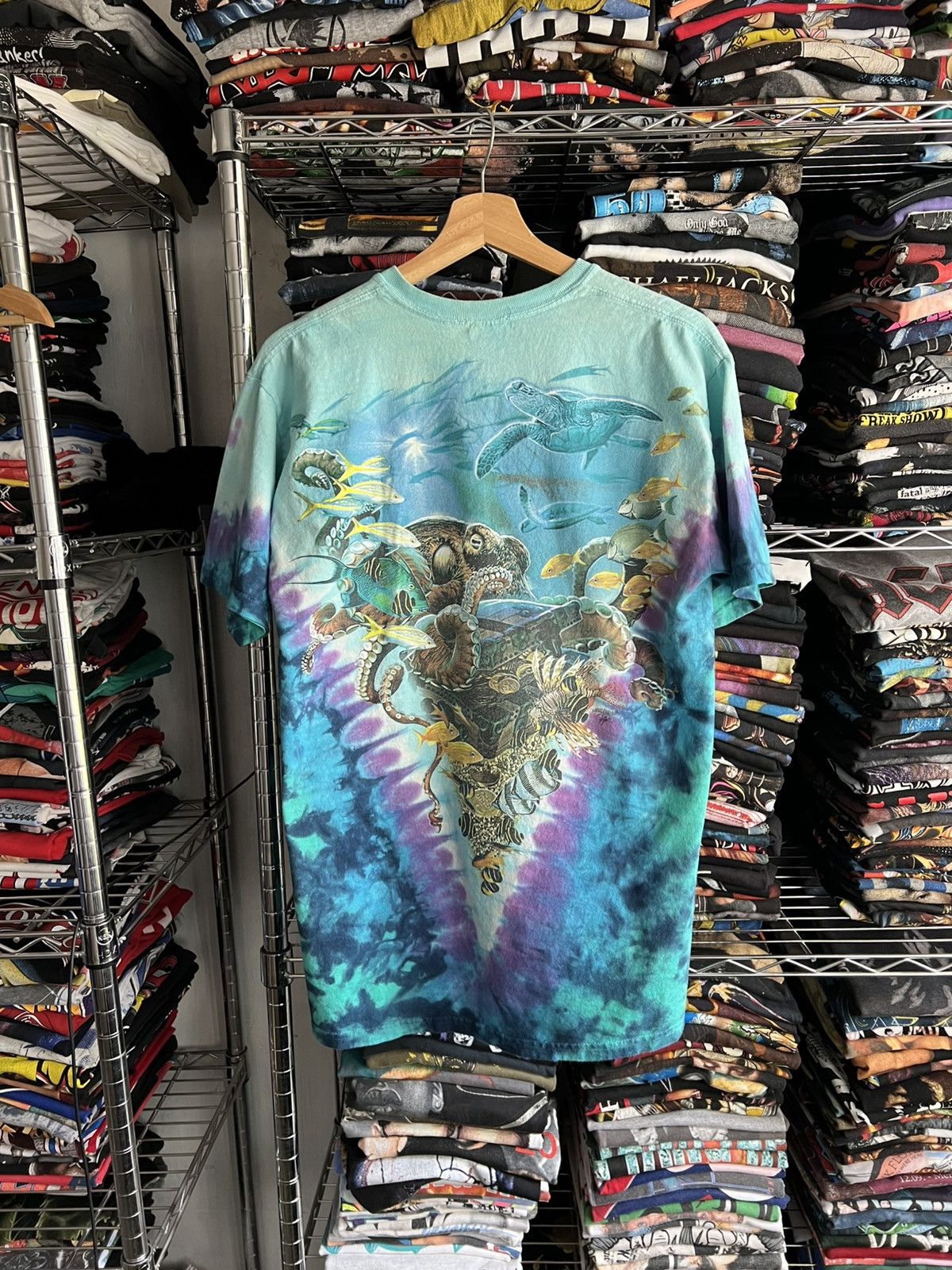 Vintage 2000 Nature Art Tie Dye Sea Ocean Tee Size US M / EU 48-50 / 2 - 2 Thumbnail