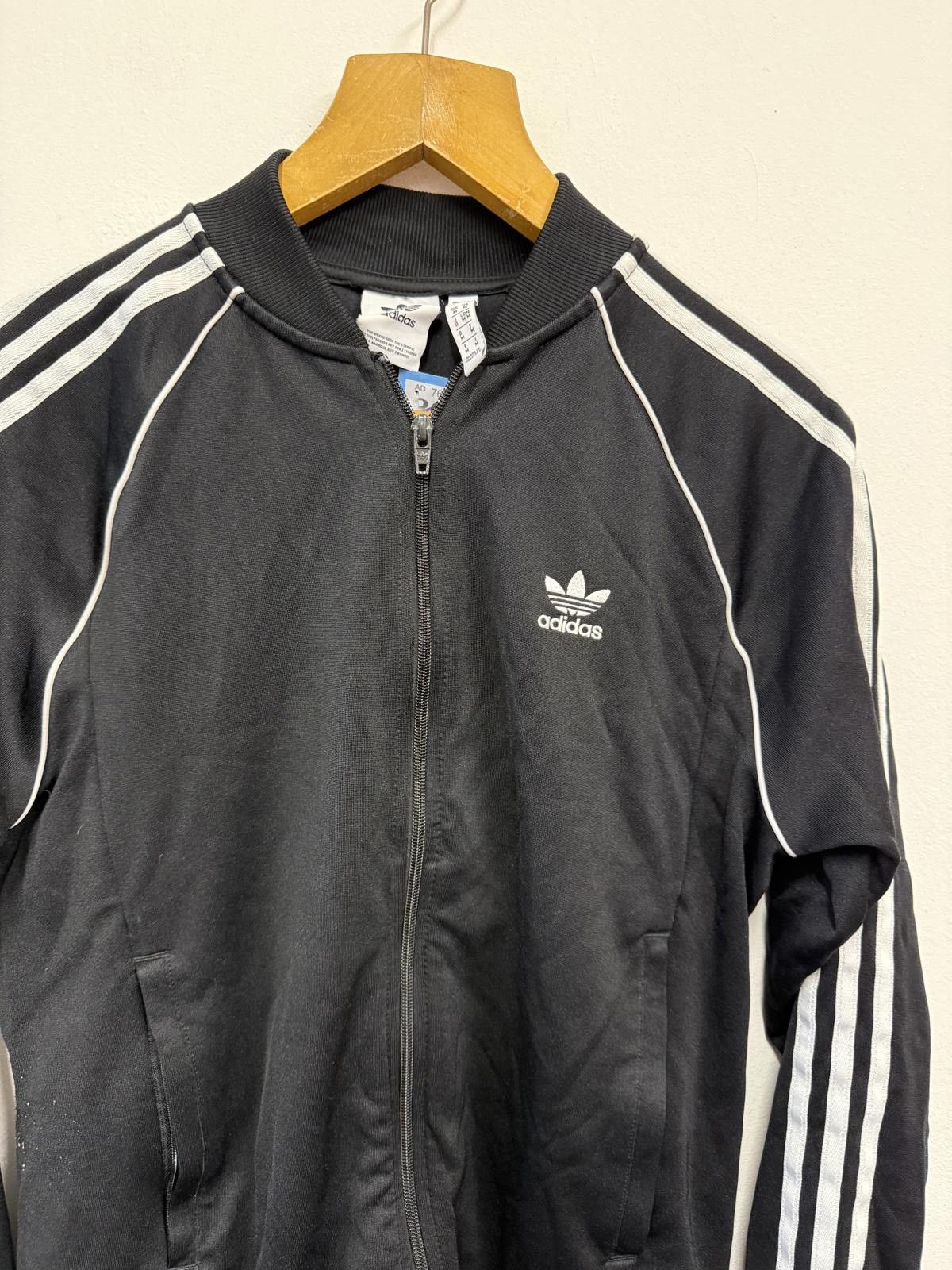 Adidas Adidas Black Track Jacket with White Stripes, Size M Size US M / EU 48-50 / 2 - 3 Thumbnail