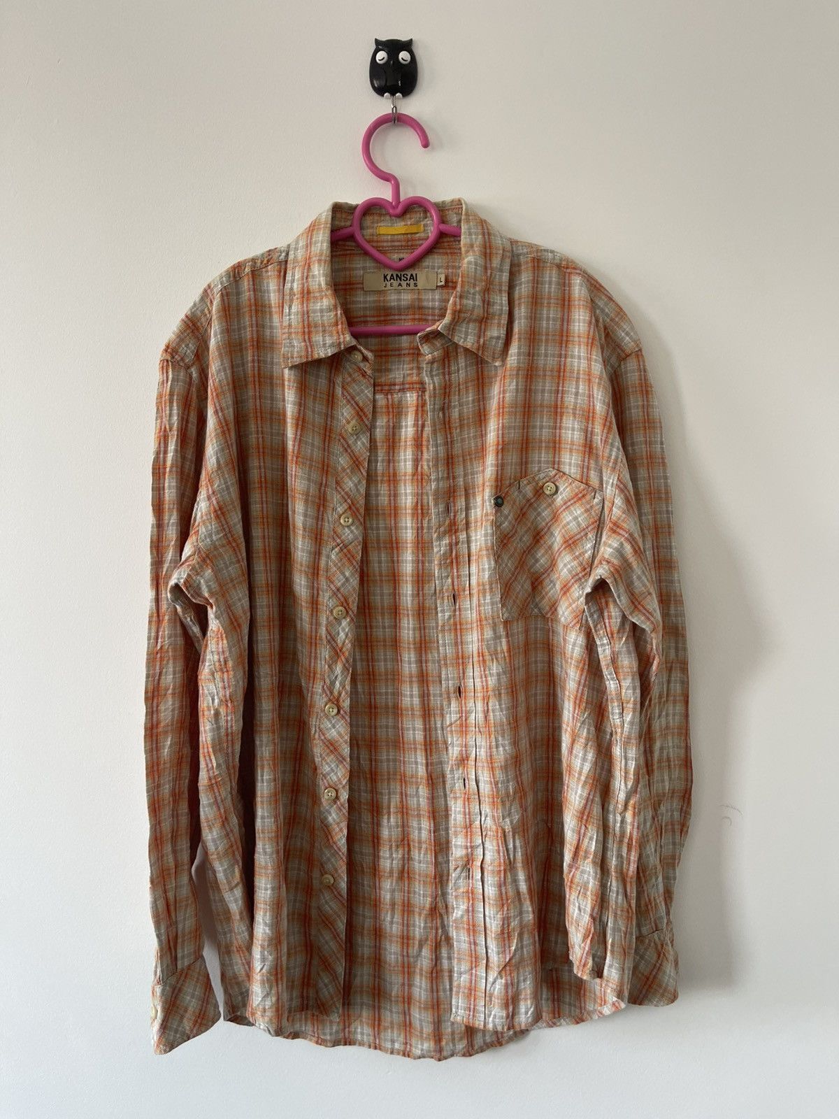 Kansai Yamamoto Rare Vintage KANSAI JEANS Single Pocket Plaid Tartan Orange Size US L / EU 52-54 / 3 - 3 Thumbnail