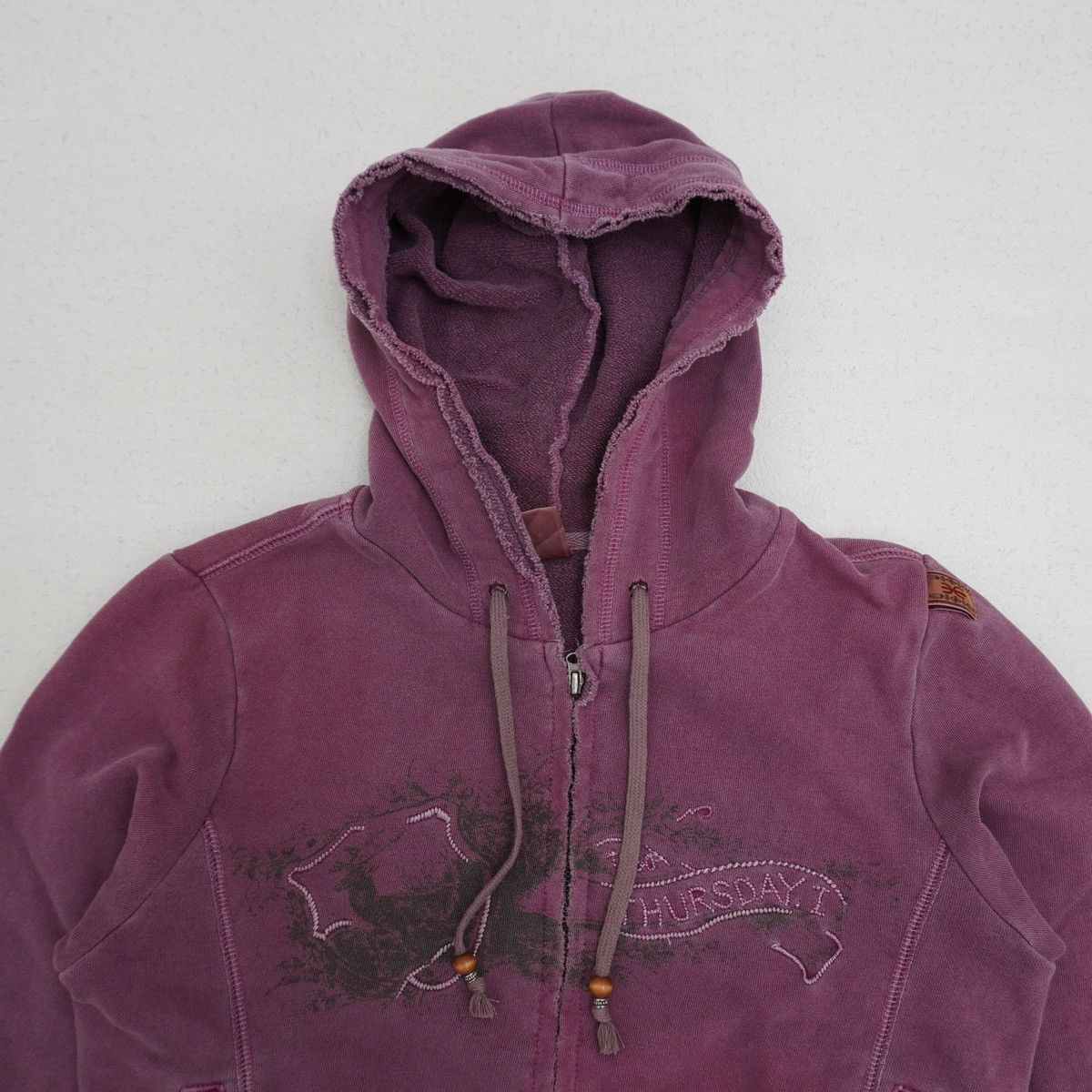 Japanese Brand 90s Japanese Distressed Hoodie Bead Drawstring lgb style Size US M / EU 48-50 / 2 - 2 Thumbnail