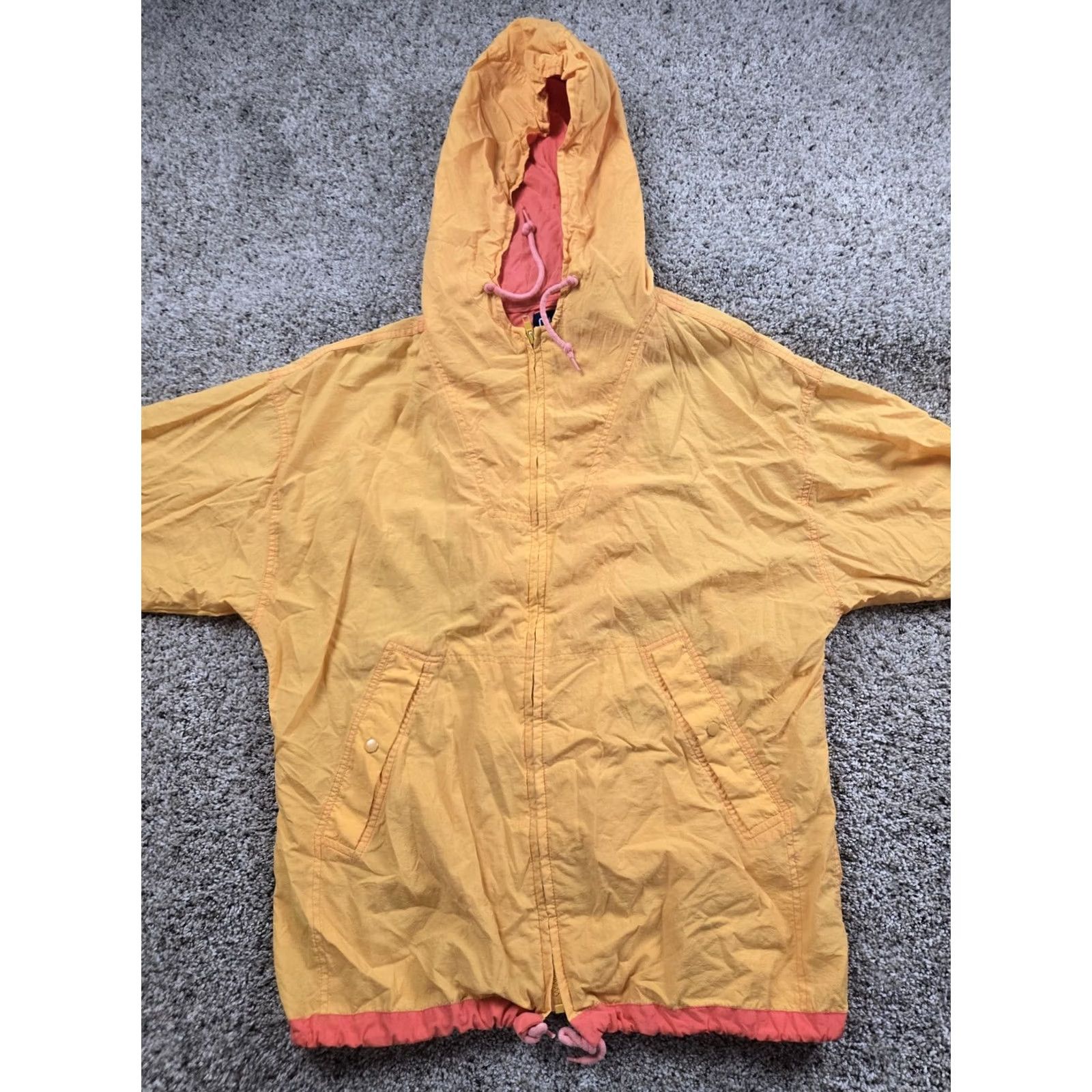 Gap VINTAGE GAP Jacket Womens L Yellow Orange Hooded Nylon Windbreaker Zip 90s Size L / US 10 / IT 46 - 3 Thumbnail