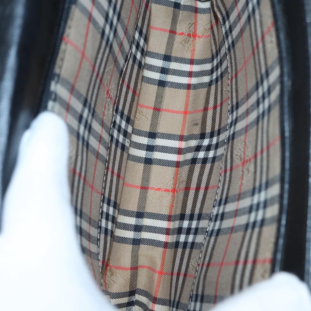 Burberry Burberry Hand Bag Leather Black Silver Size ONE SIZE - 12 Thumbnail