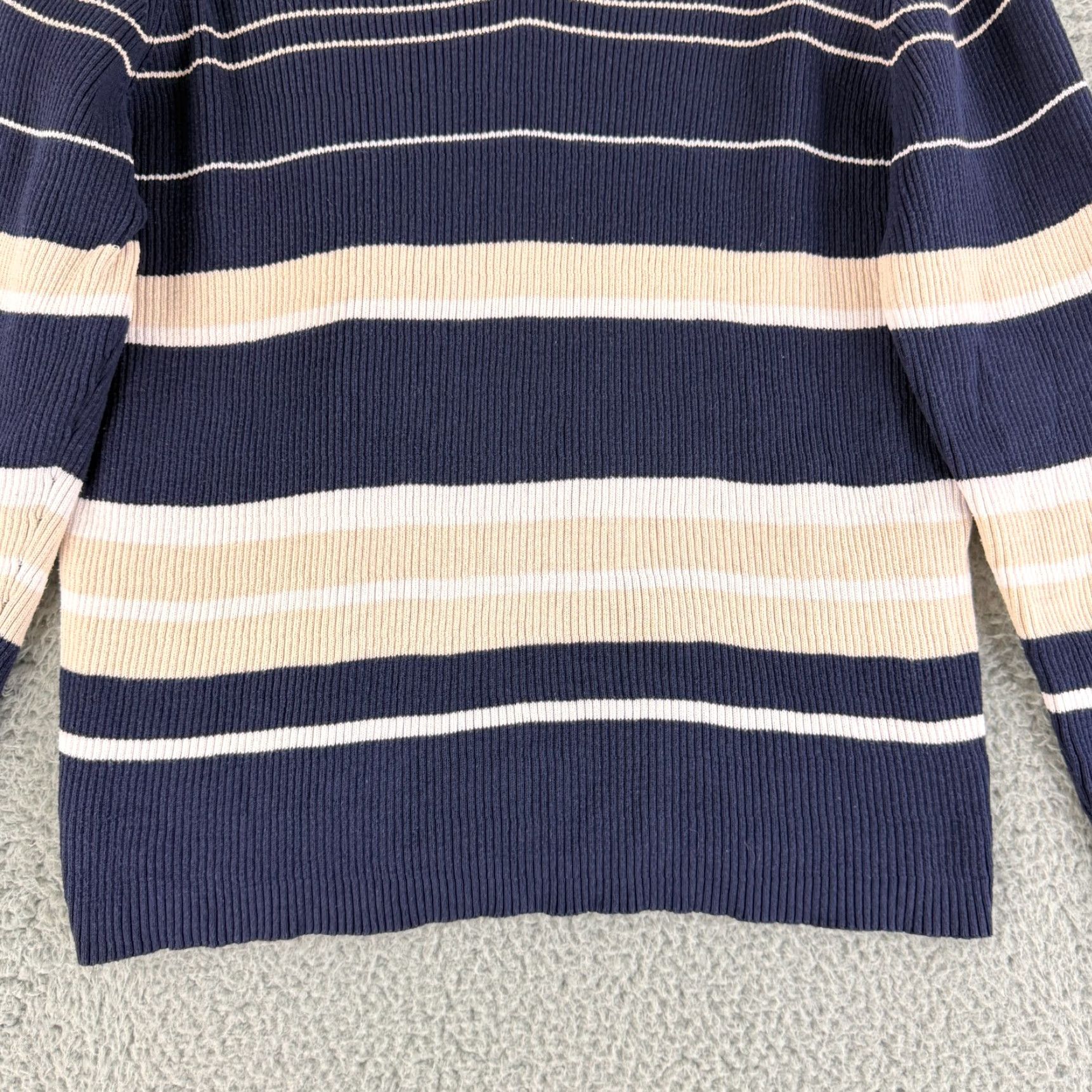 Vintage Marsh Landing Top Womens Large Blue Stripe Long Sleeve 100% Cotton V-Neck Casual Shirt Size L / US 10 / IT 46 - 4 Thumbnail