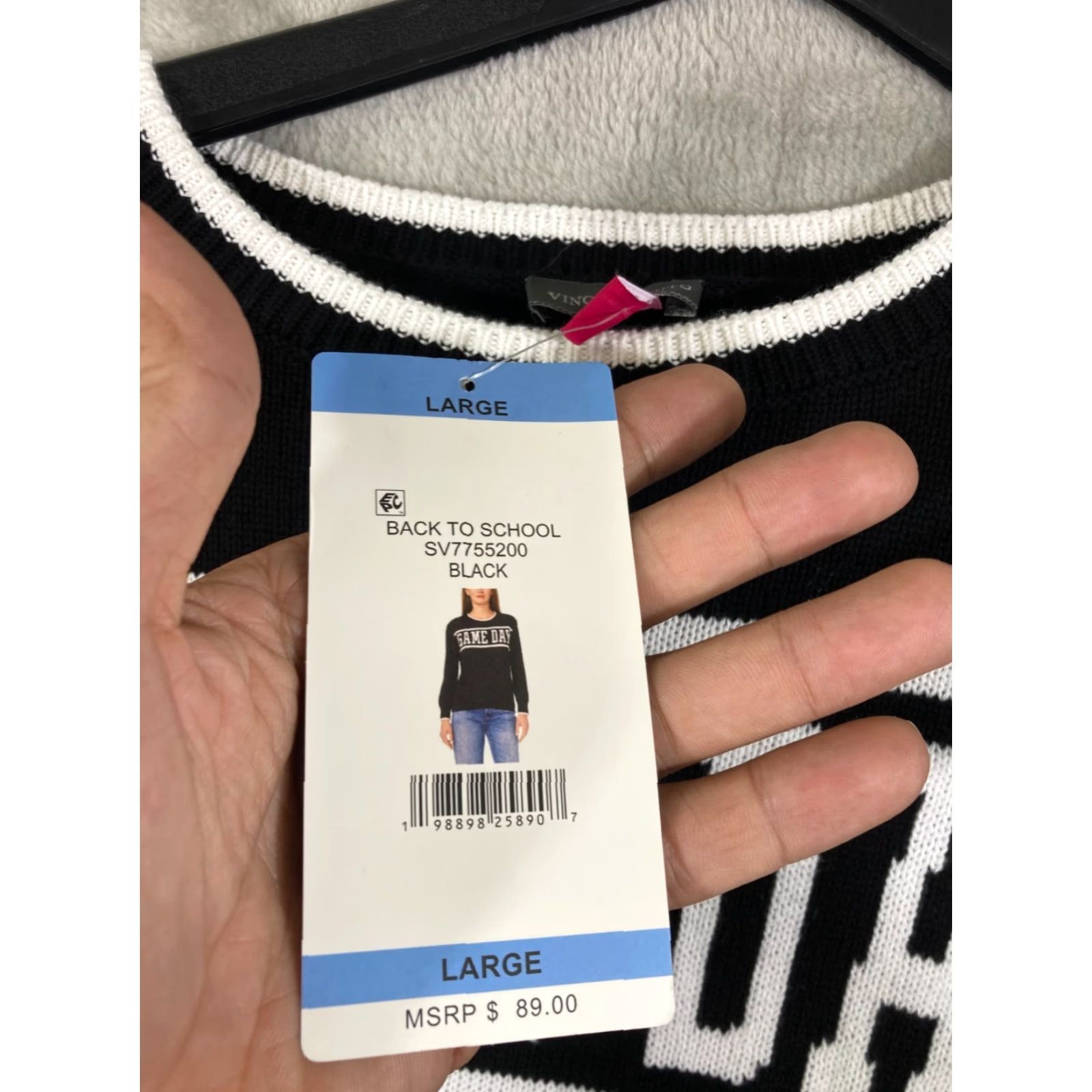 Vince Camuto Vince Camuto Pullover Sweater Womens Large Black Cotton Game Day Crew Neck NWT Long Sleeve Size L / US 10 / IT 46 - 6 Thumbnail