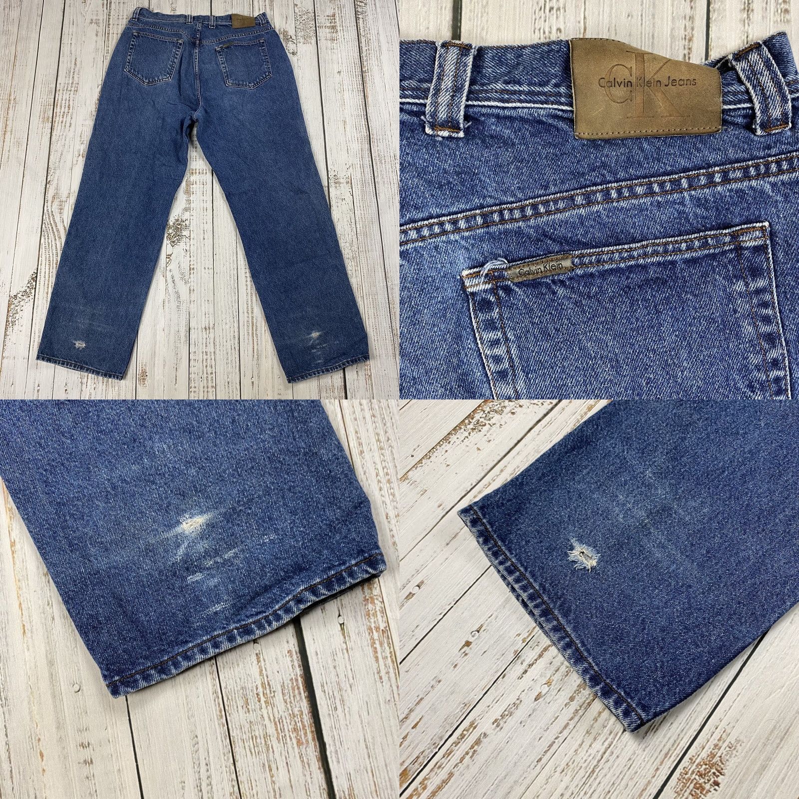 Calvin Klein VINTAGE CALVIN KLEIN JEANS 40x34 TAPERED DISTRESSED MEDIUM WASH USA MADE MEN'S Size US 40 / EU 56 - 8 Thumbnail