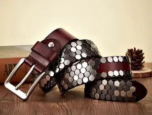 Leather Chiyuri x Ahata 110 cm Rivet Studded Belt Size ONE SIZE - 2 Thumbnail
