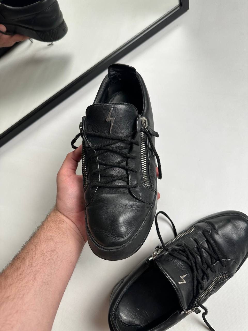 Giuseppe Zanotti Giuseppe Zanotti Frankie Zip-Detail Leather black Shoes Size US 10 / EU 43 - 7 Thumbnail