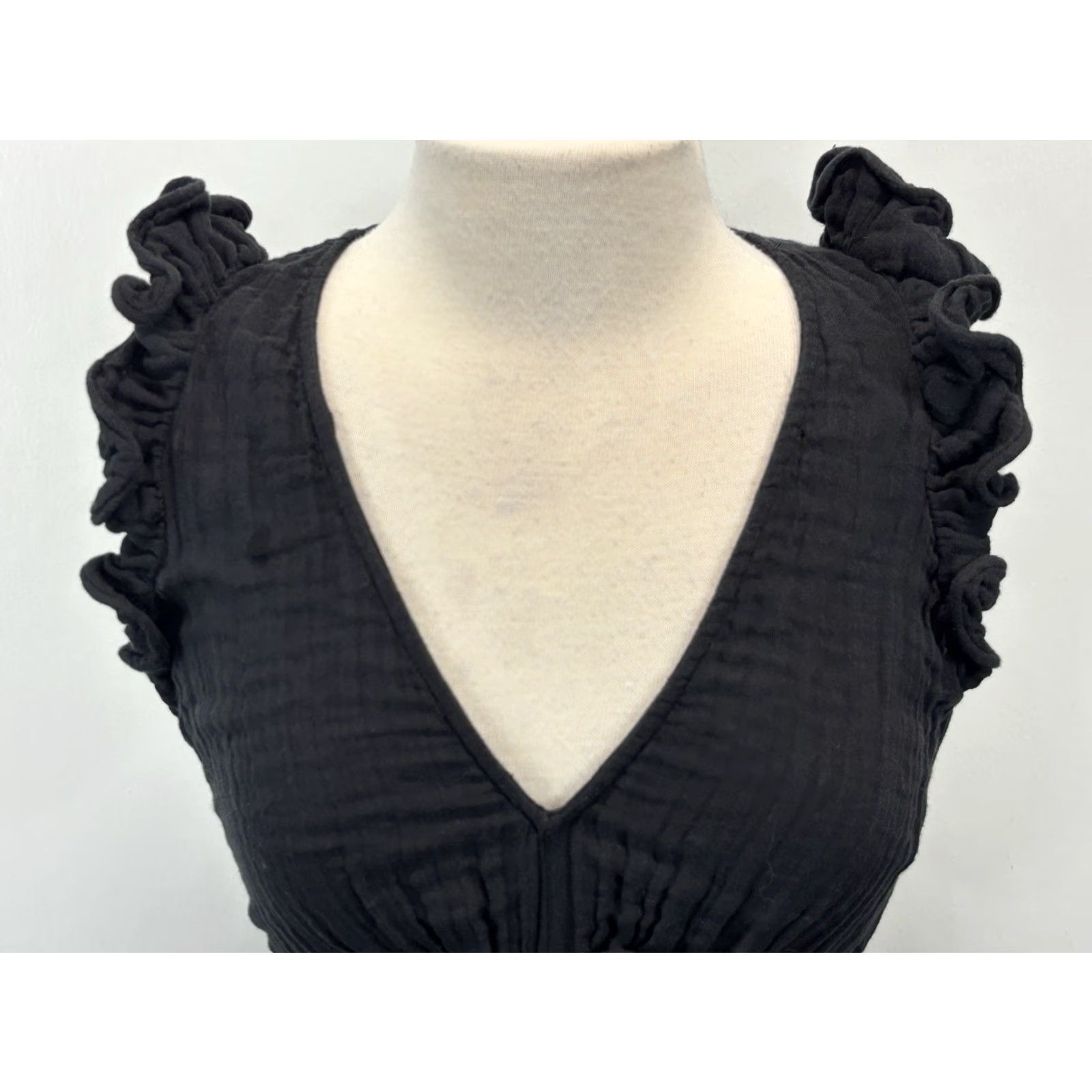 Anthropologie Anthropologie Mini Dress XS Black Gauze Flutter Straps Cutouts Casual Womens Size XS / US 0-2 / IT 36-38 - 5 Thumbnail