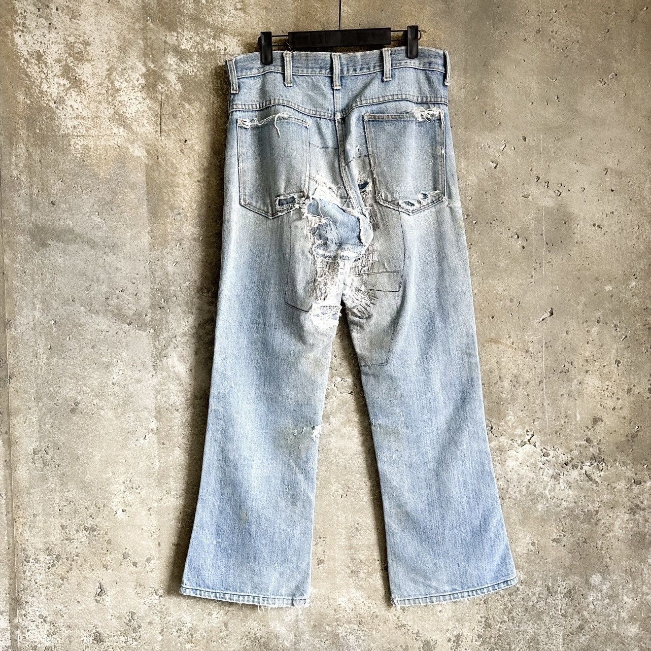 Vintage 70’s THRASHED Vintage Boro Flag Repair Patchwork Flare Denim Size US 33 - 2 Thumbnail