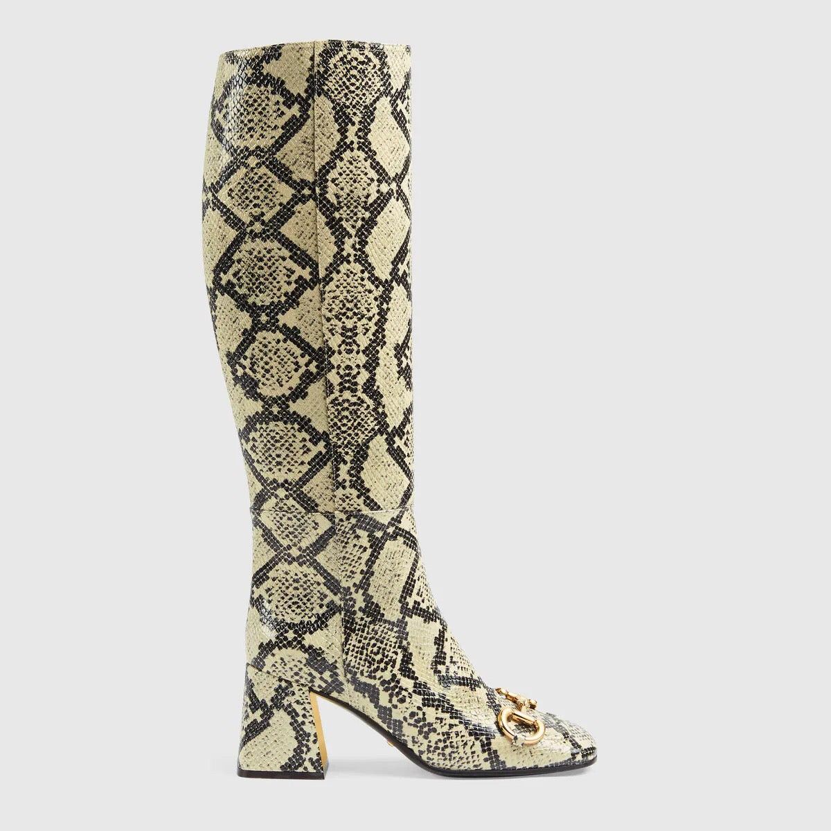 Gucci Gucci Horsebit Python Print Knee Boots SIZE 36.5 Size ONE SIZE - 1 Thumbnail