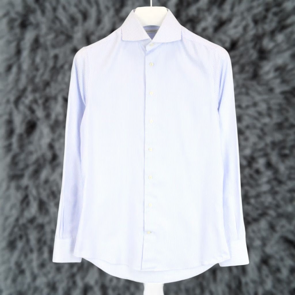 Suitsupply Suitsupply Formal Shirt Men Cutaway Pinstriped Extra Slim Fit 38 / 15 White Dress Shirt Size 38R - 1 Thumbnail