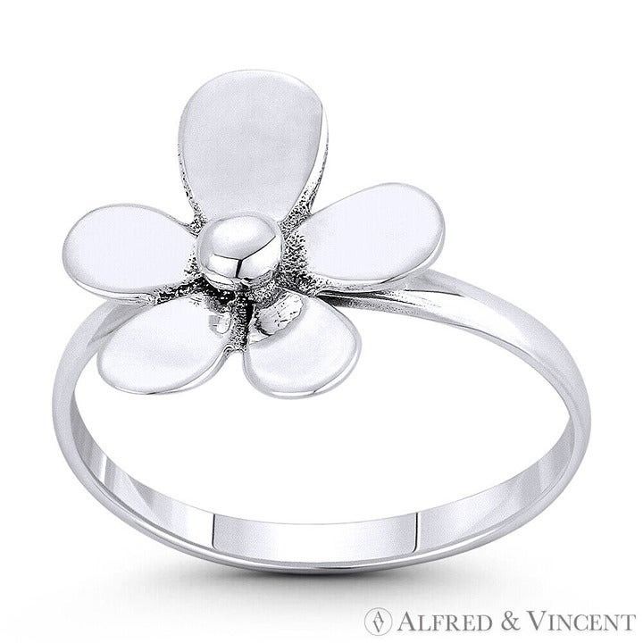 Other 5-Petal Daisy Flower Charm Ring in .925 Sterling Silver Size ONE SIZE - 1 Preview