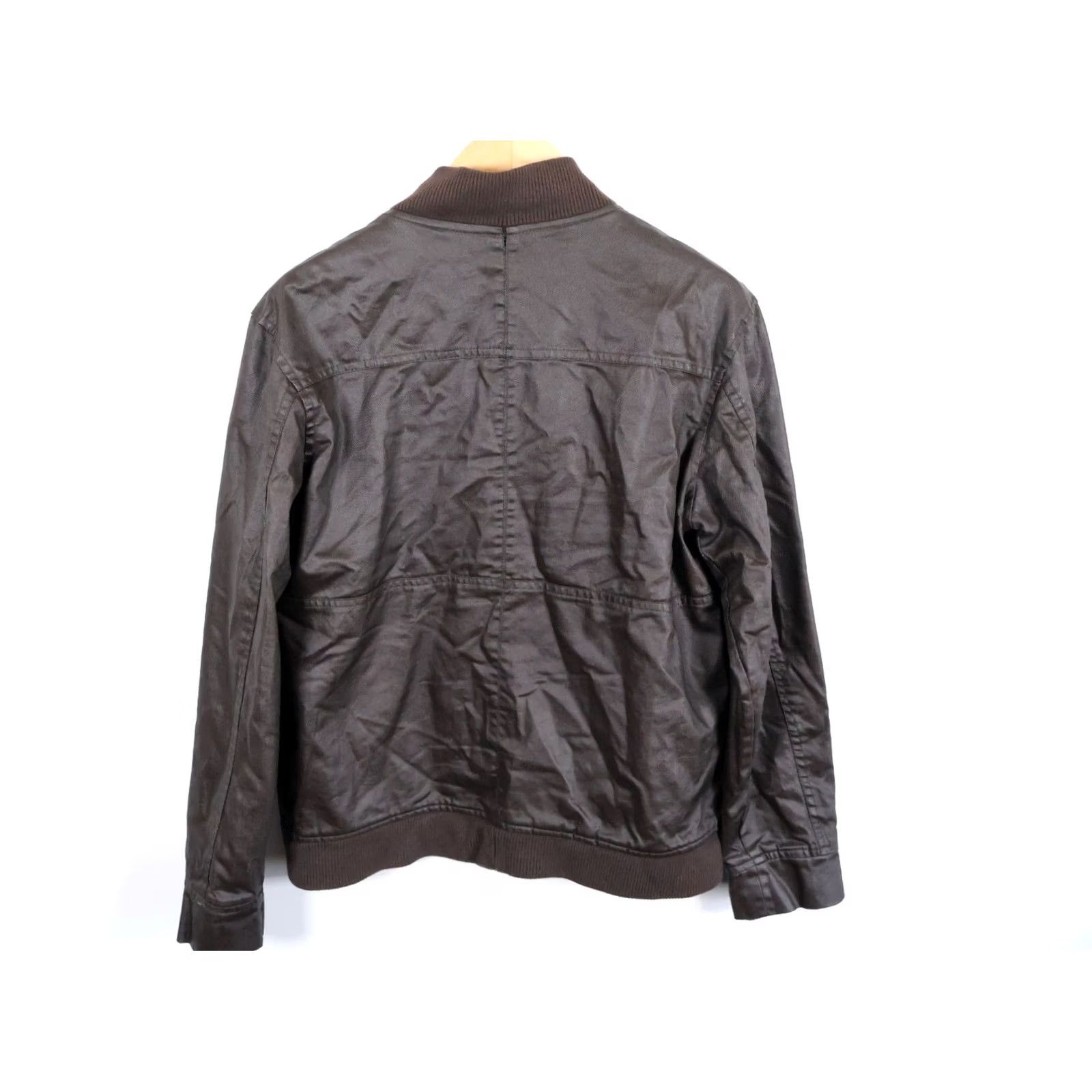 Vintage Twice 1210 Waxed Cotton Jacket Men L Dark Brown Full Zip Flight (XL Tag) Jacket Size US L / EU 52-54 / 3 - 2 Thumbnail