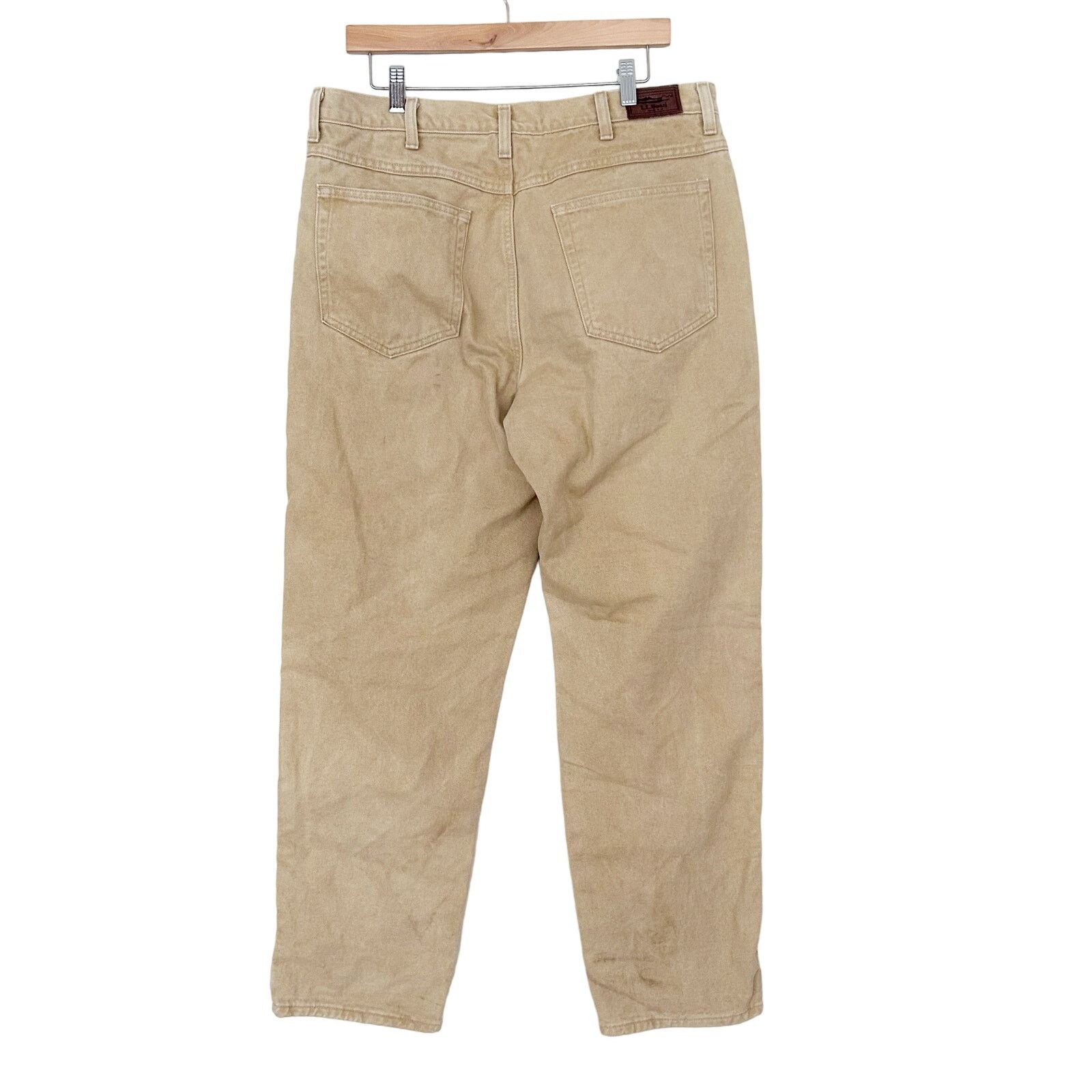 L.L. Bean LL Bean Tan Double L Classic Fit Flannel Lined Jeans 37x32 Size US 37 - 4 Thumbnail
